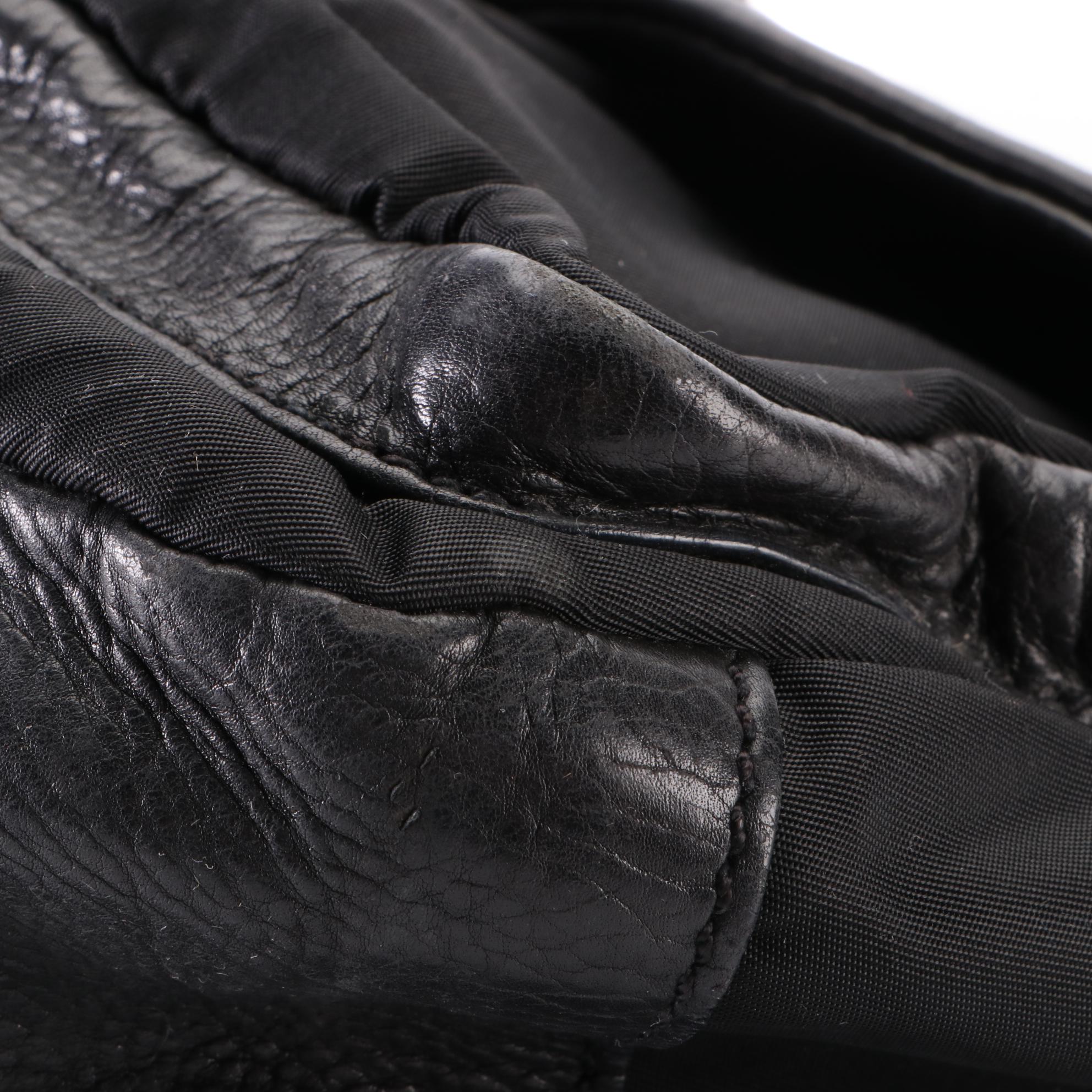 Prada Double Pocket Buckle Flap Bag in Black Nylon Gabardine and Leather