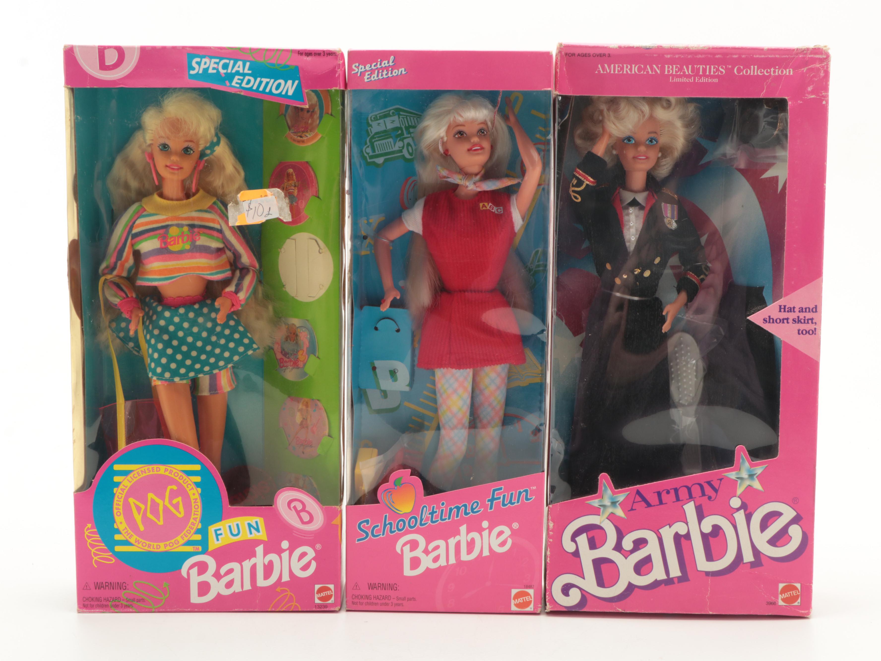 Mattel Barbie "Teacher Barbie", "Army Barbie", "Olympic Skater" and Other Dolls
