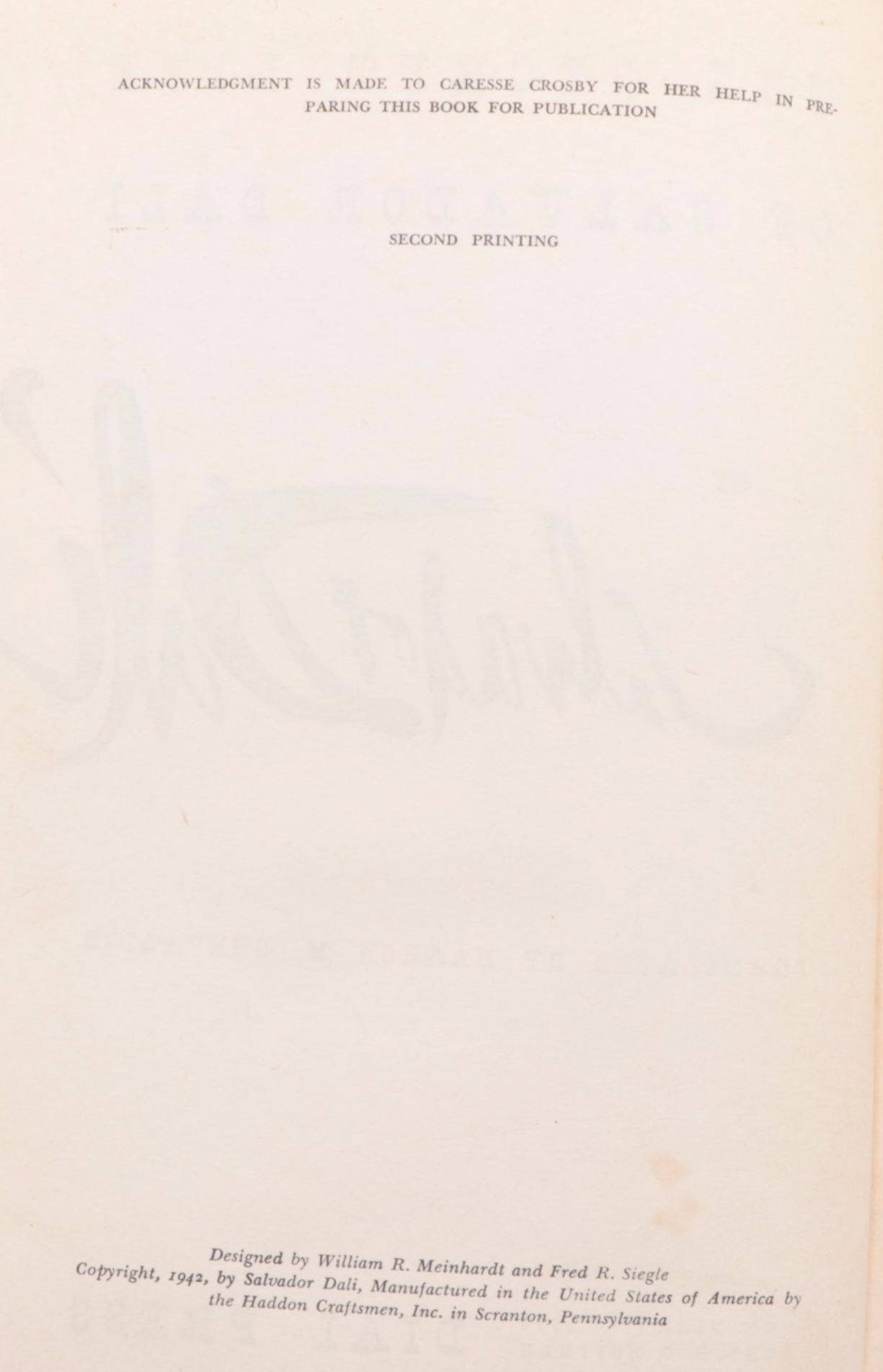 Second Printing "The Secret Life of Salvador Dalí" by Salvador Dalí, 1942