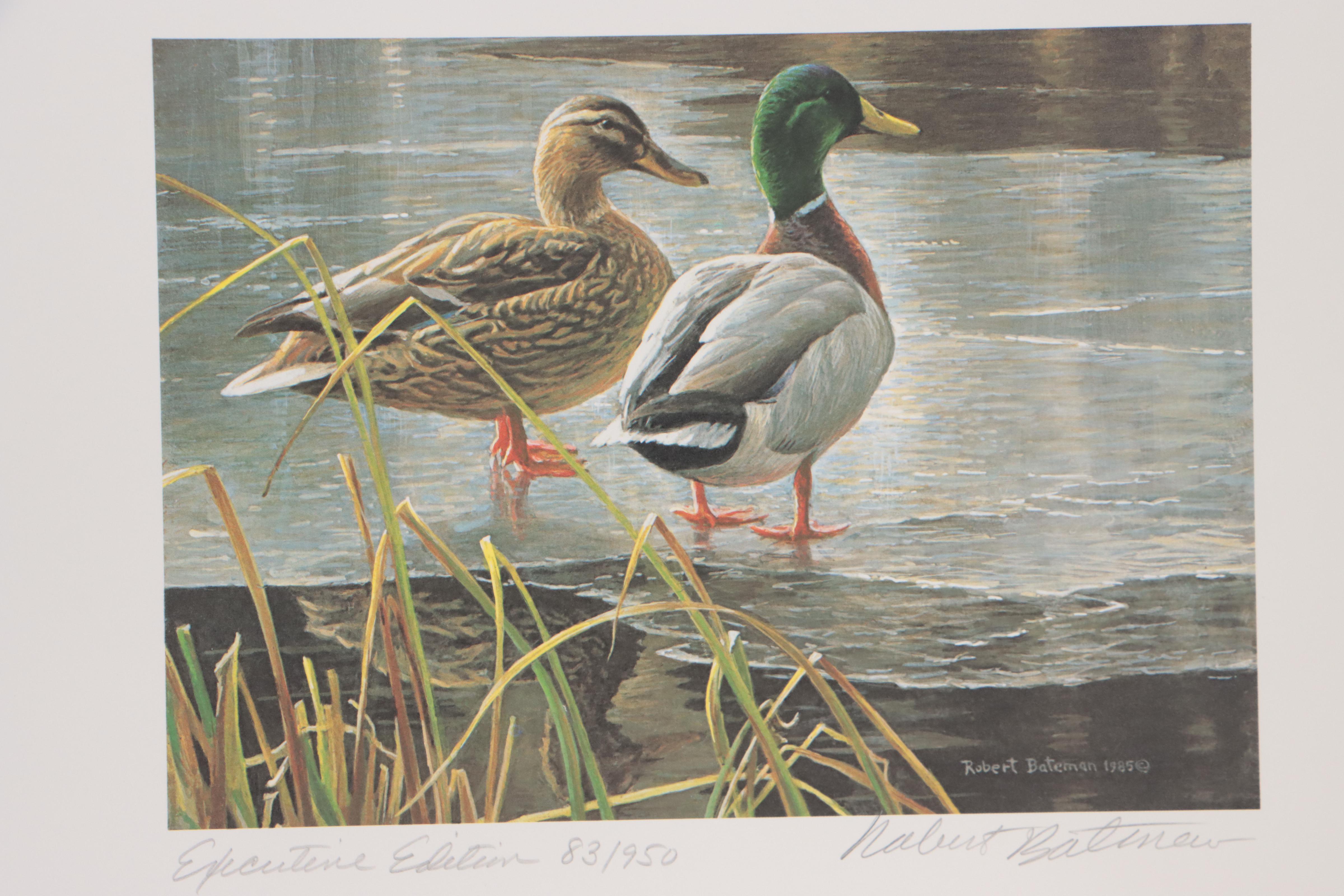 Robert Bateman Offset Lithograph With 24K Gold-Plated Medallion, 1985