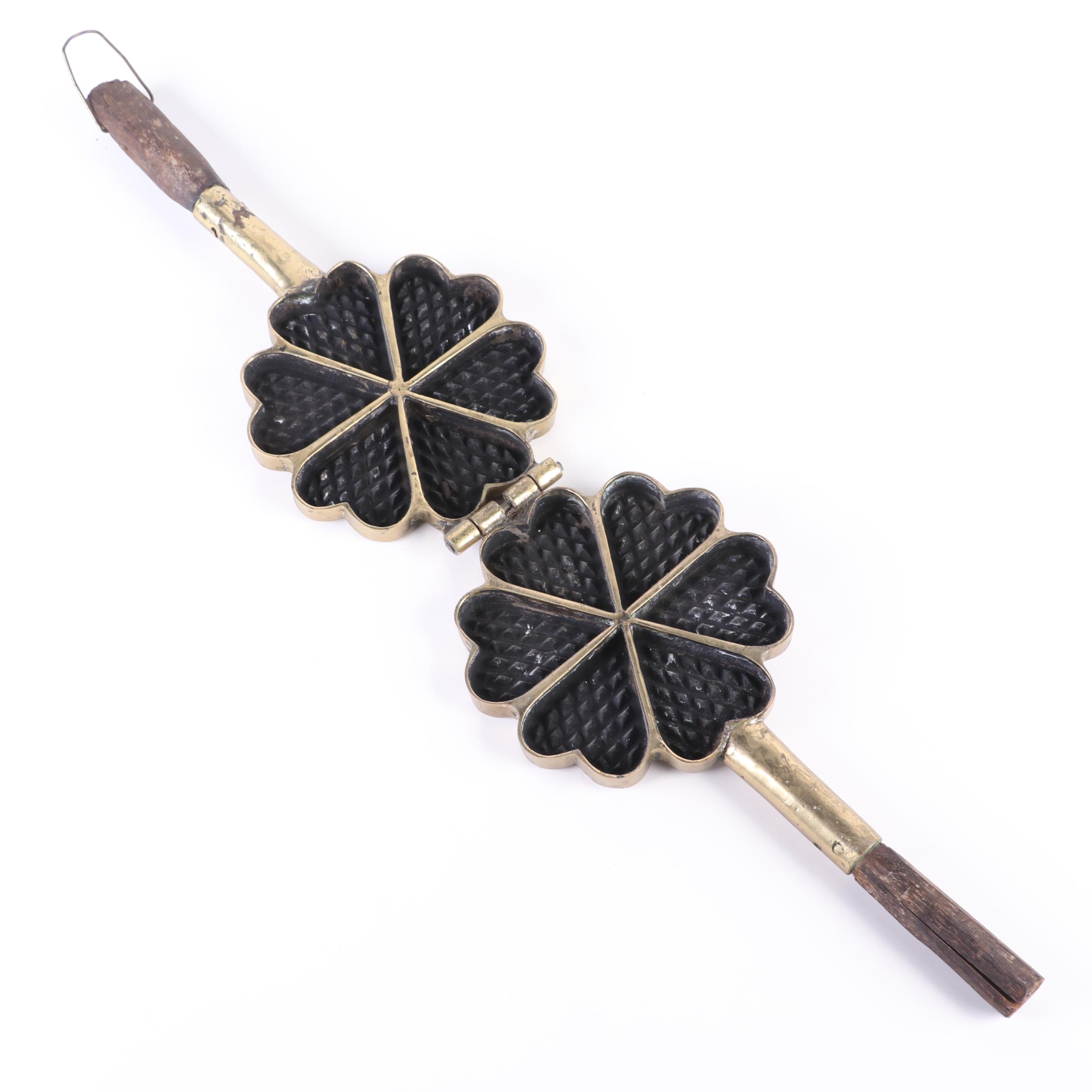 European Brass Pizzelle or Waffle Iron, 19th Century
