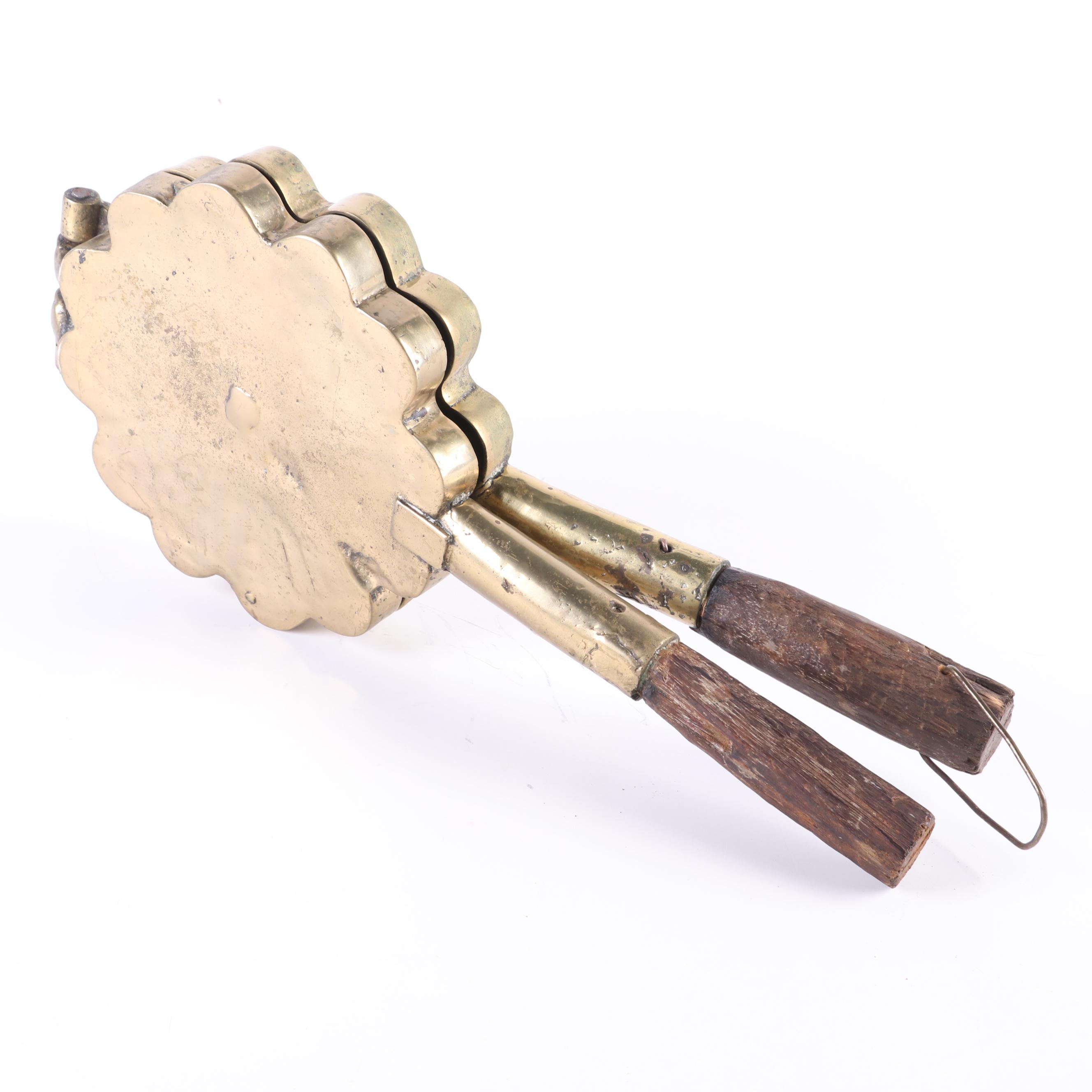 European Brass Pizzelle or Waffle Iron, 19th Century