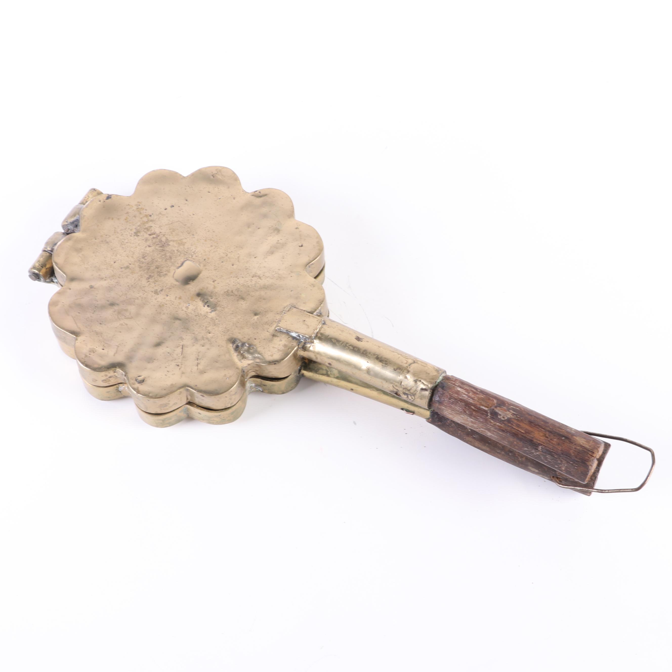 European Brass Pizzelle or Waffle Iron, 19th Century
