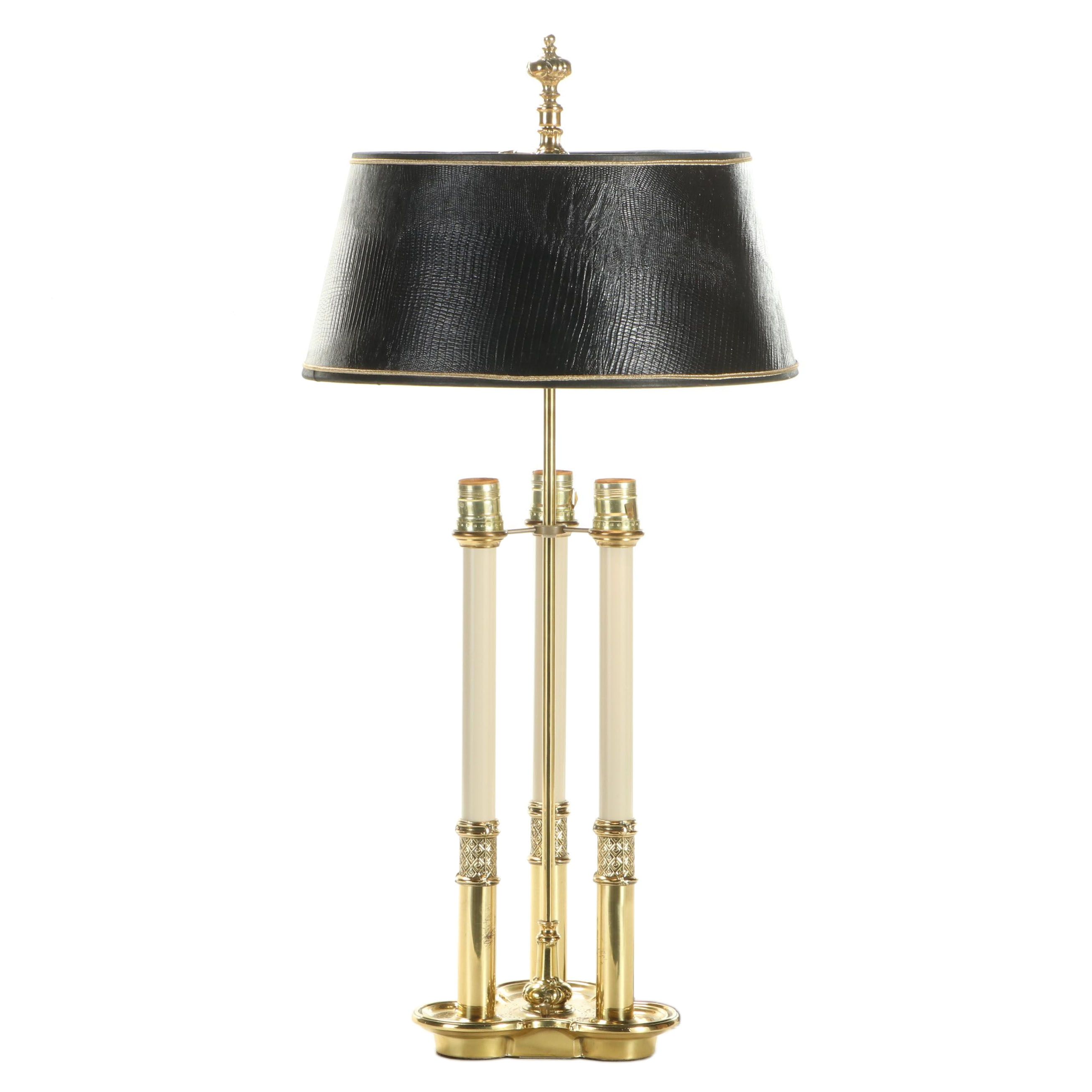 Neoclassical Three-Arm Bouillotte Style Table Lamp, Late 20th Century