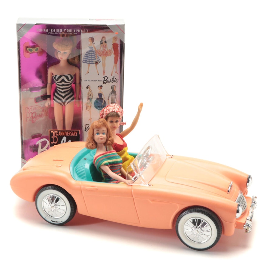 Mattel Midge and Francis Dolls with Car Featuring 35th Anniversary Barbie