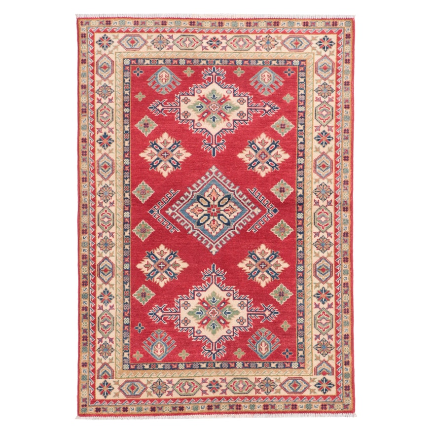 3'11 x 5'8 Hand-Knotted Pakistani Kazak Area Rug