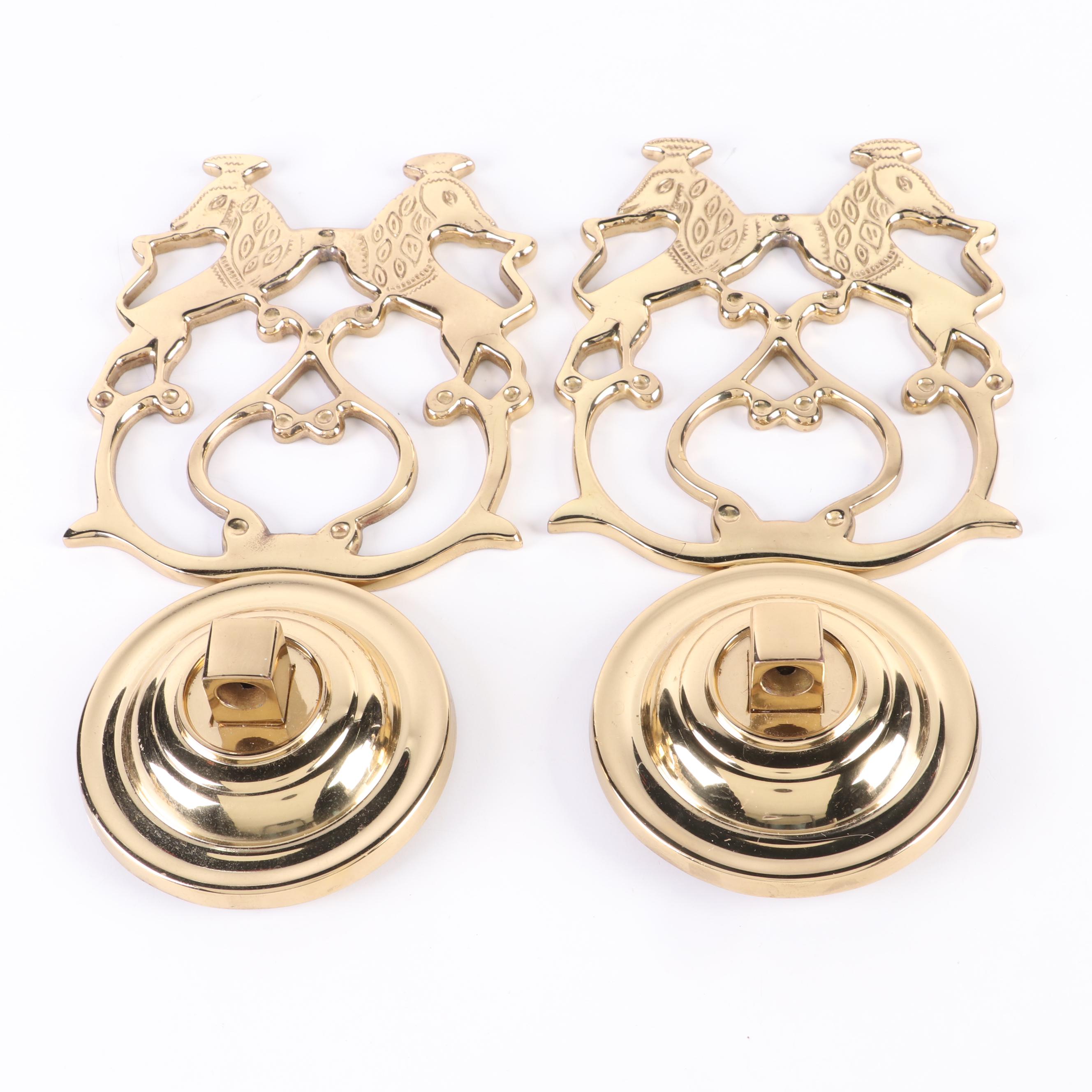 EB Pair of Colonial Style Brass Candle Sconces