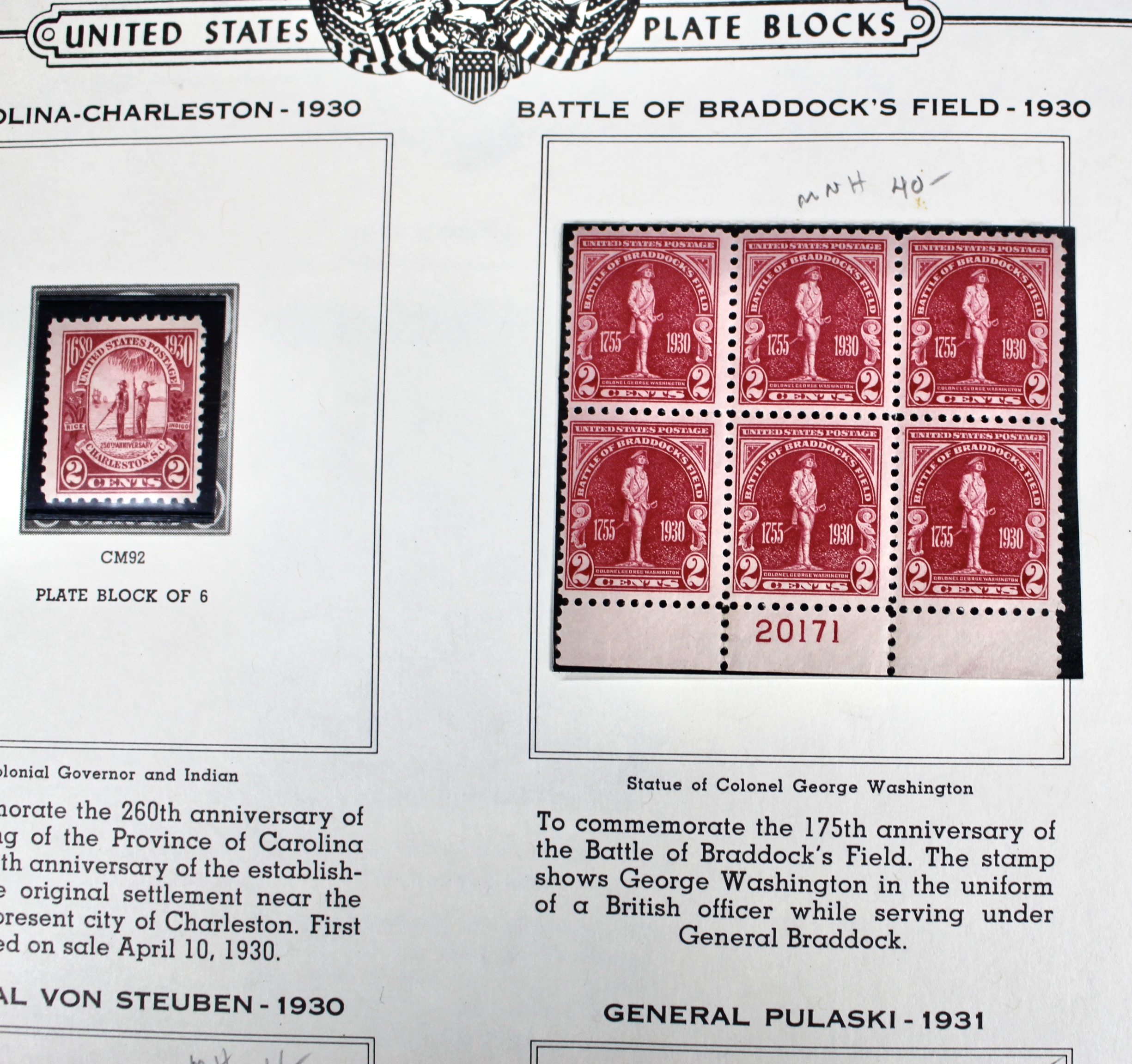 Twelve Early U.S. Stamp Plate Blocks