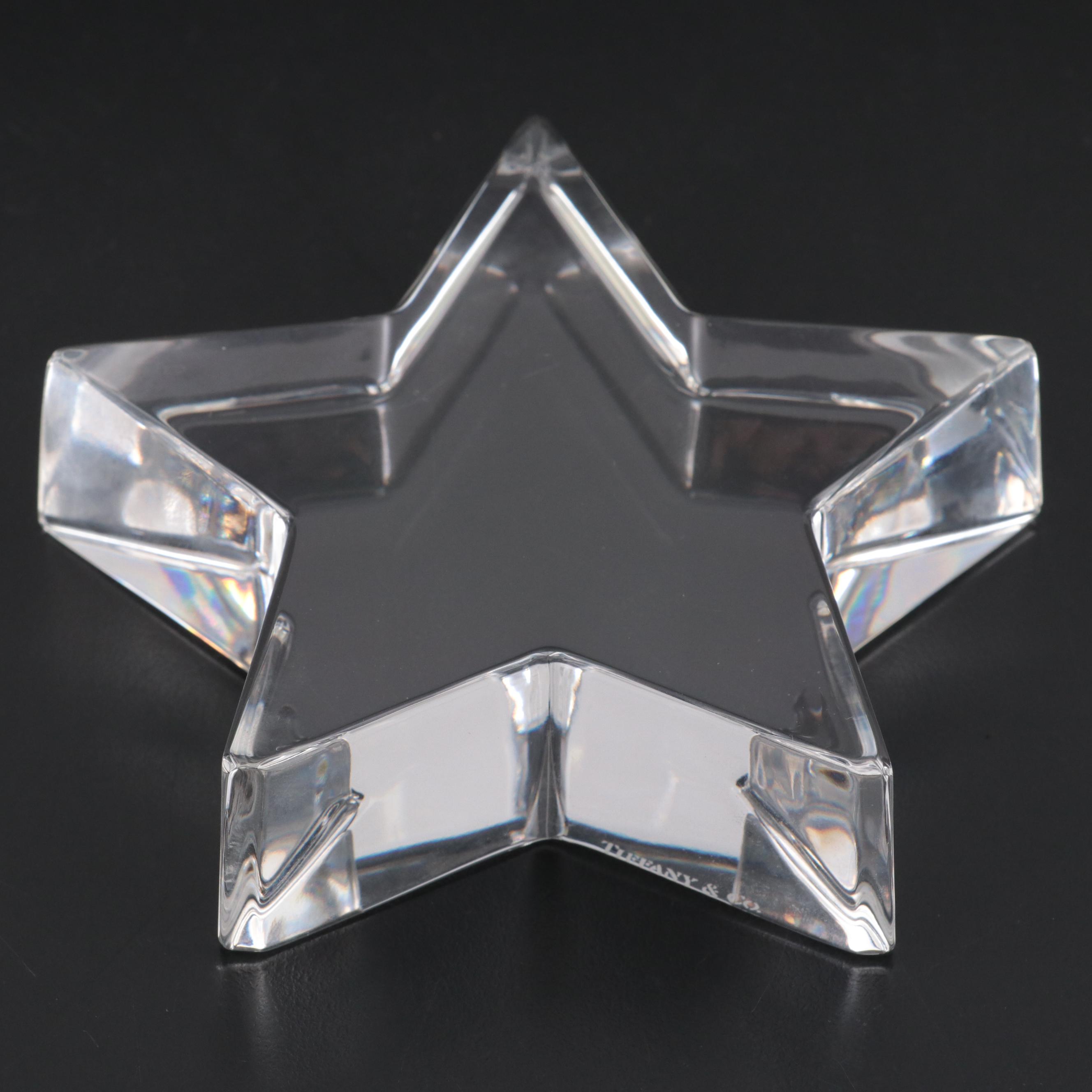 Tiffany & Co. Crystal Paperweight with Mikasa "Deco" Bowl and Fenton Bell