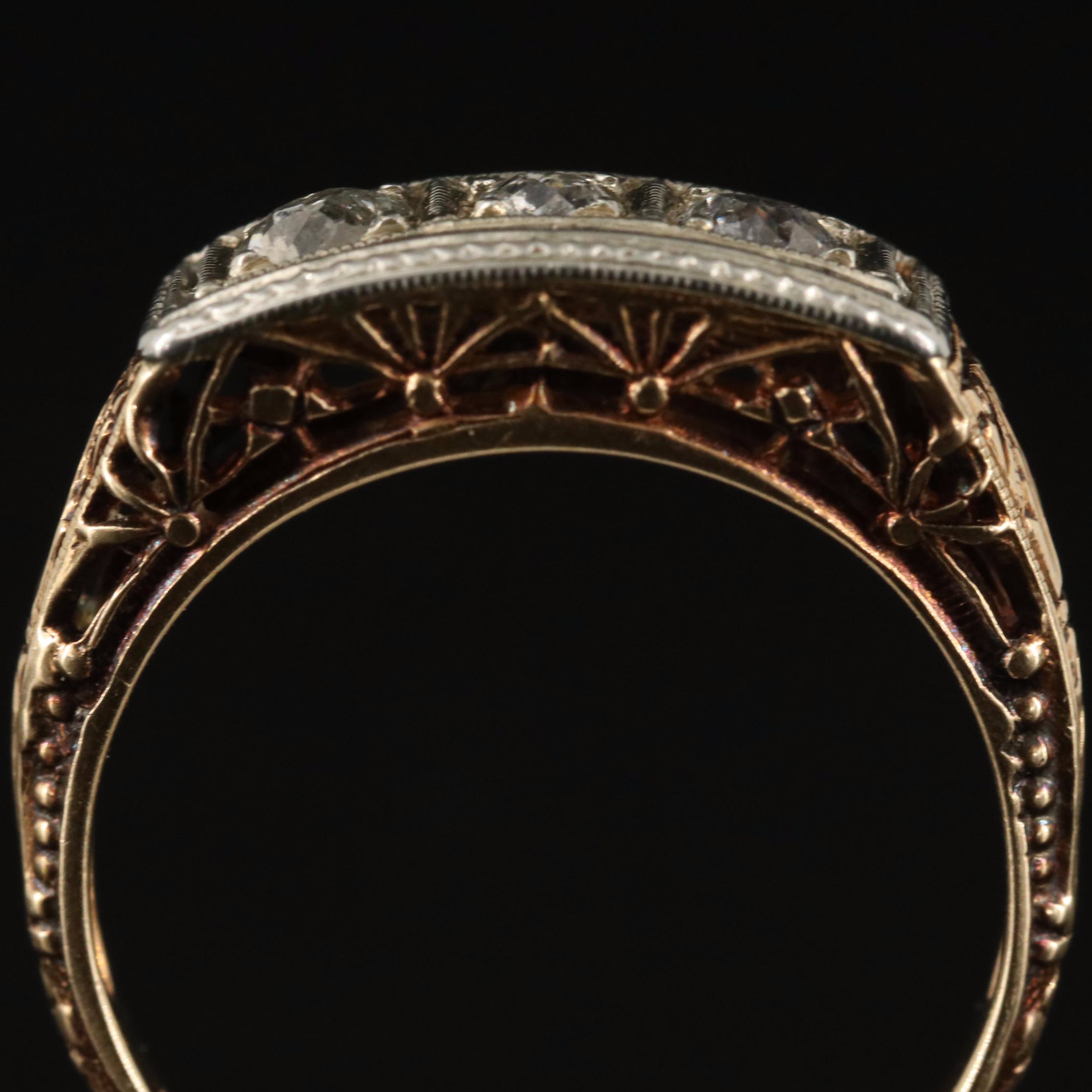 Antique 14K 0.33 CTW Diamond Ring with 18K Accents