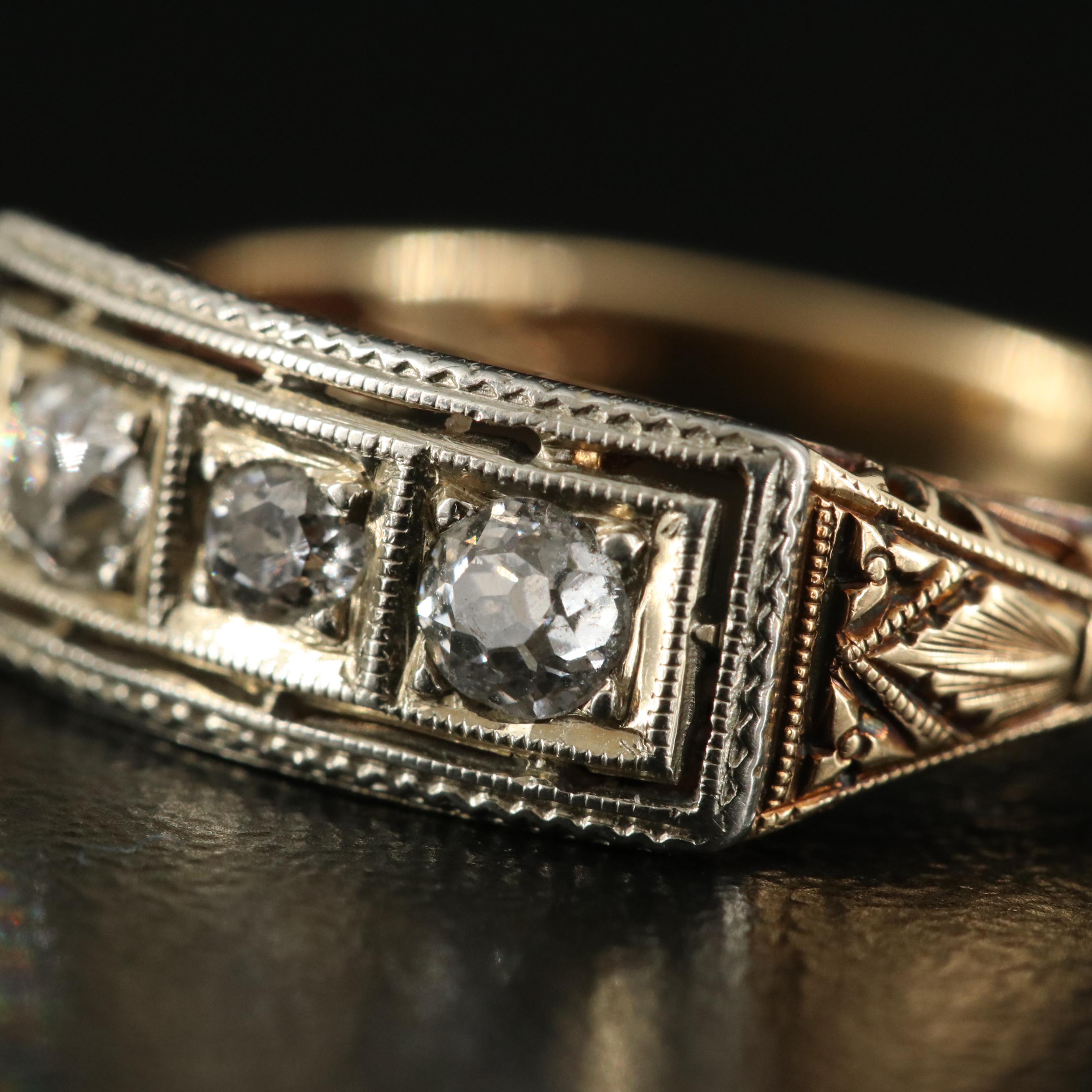 Antique 14K 0.33 CTW Diamond Ring with 18K Accents