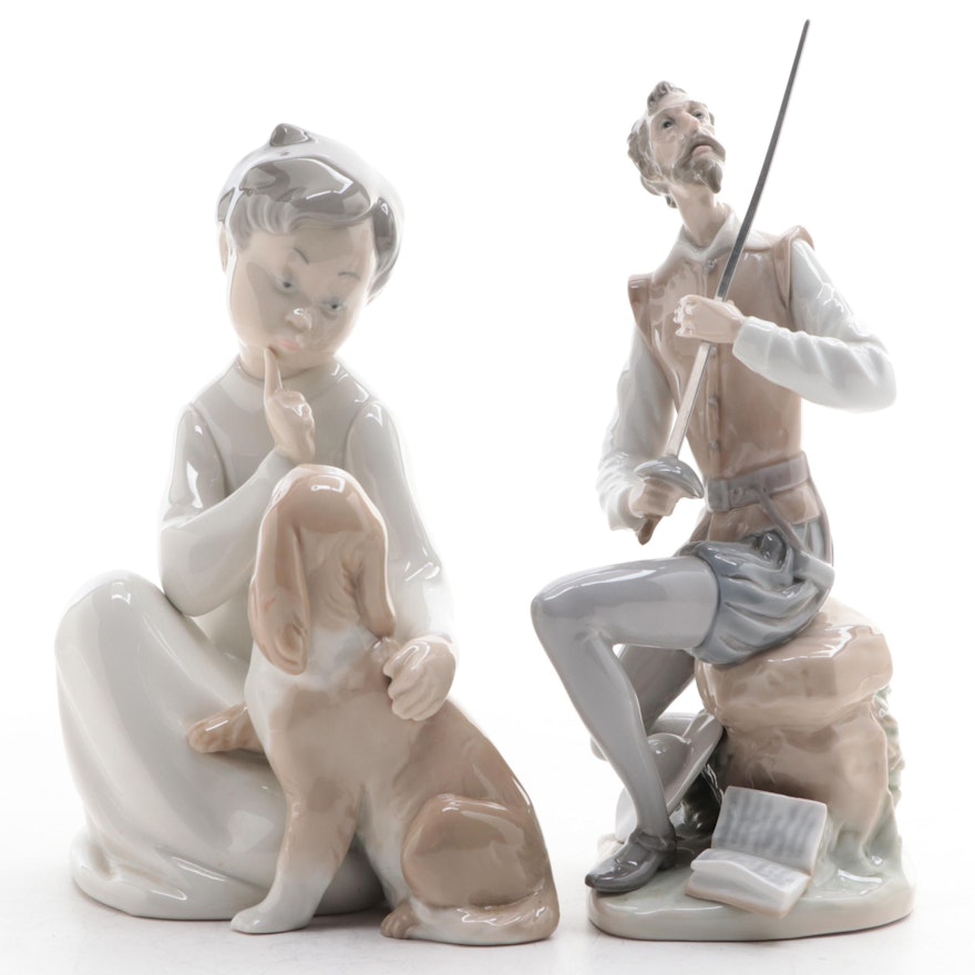 Lladró "Boy with Dog" and "Oration" Porcelain Figurines