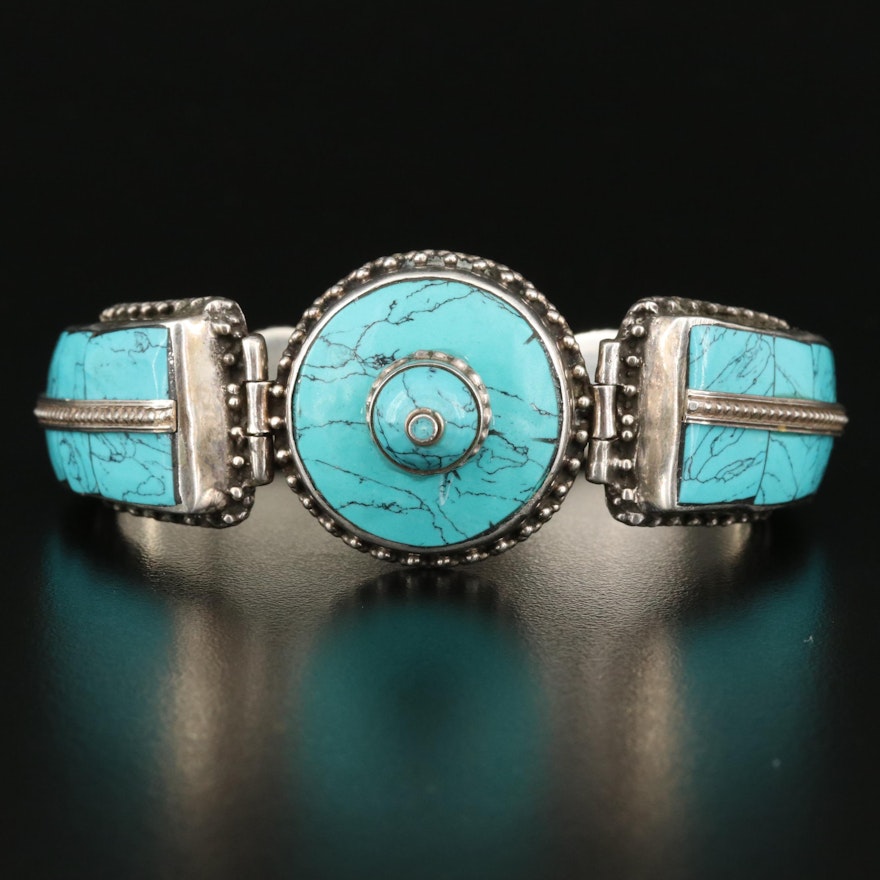 Sterling Faux Turquoise Inlay Bracelet