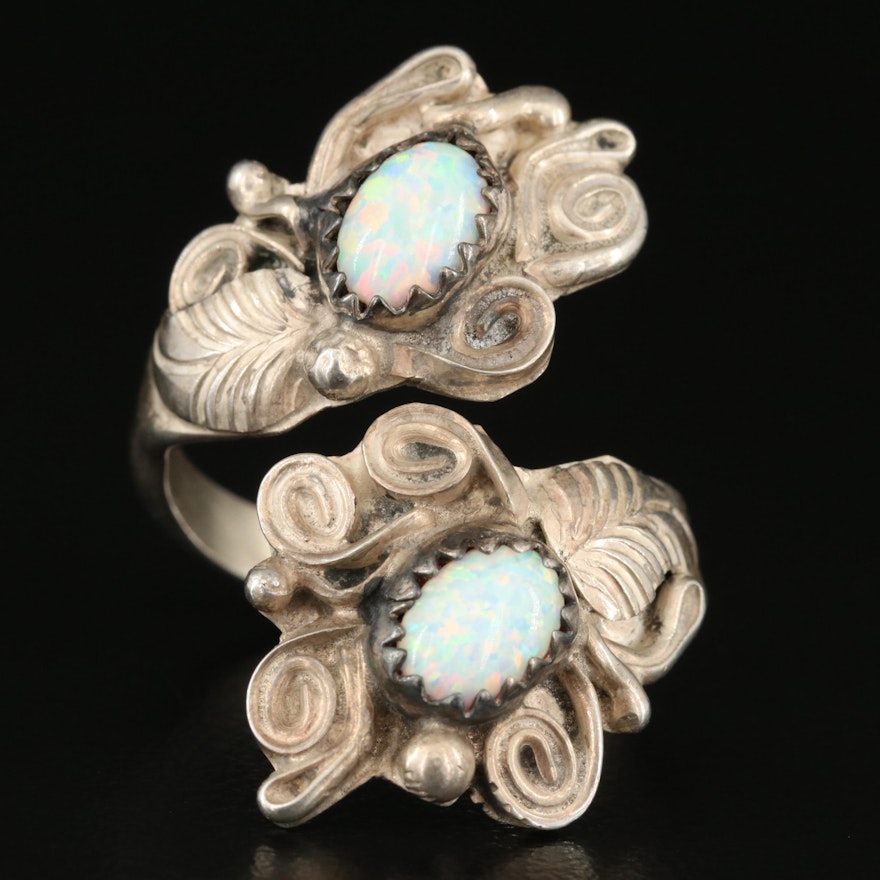 Sterling Opal Bypass Ring