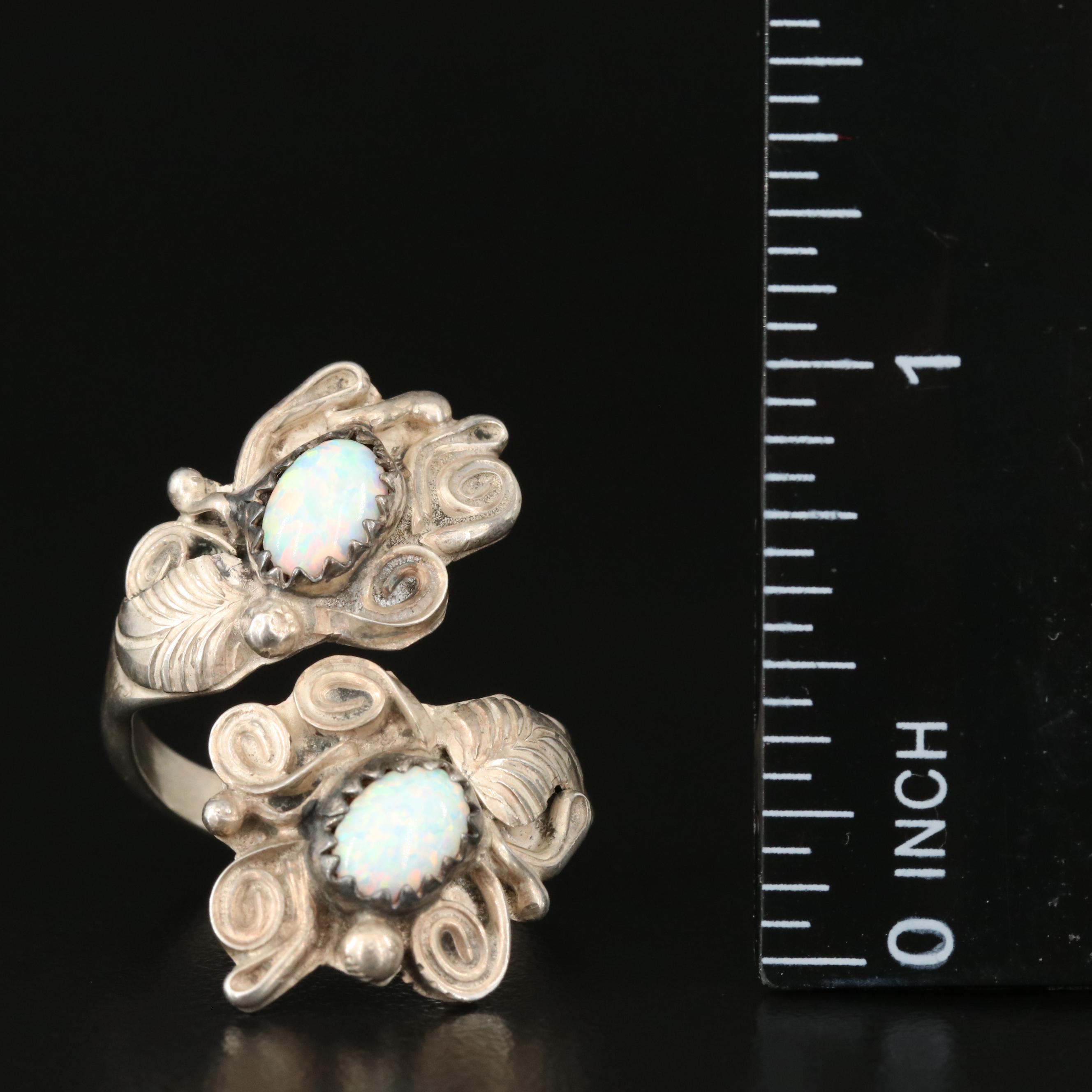 Sterling Opal Bypass Ring