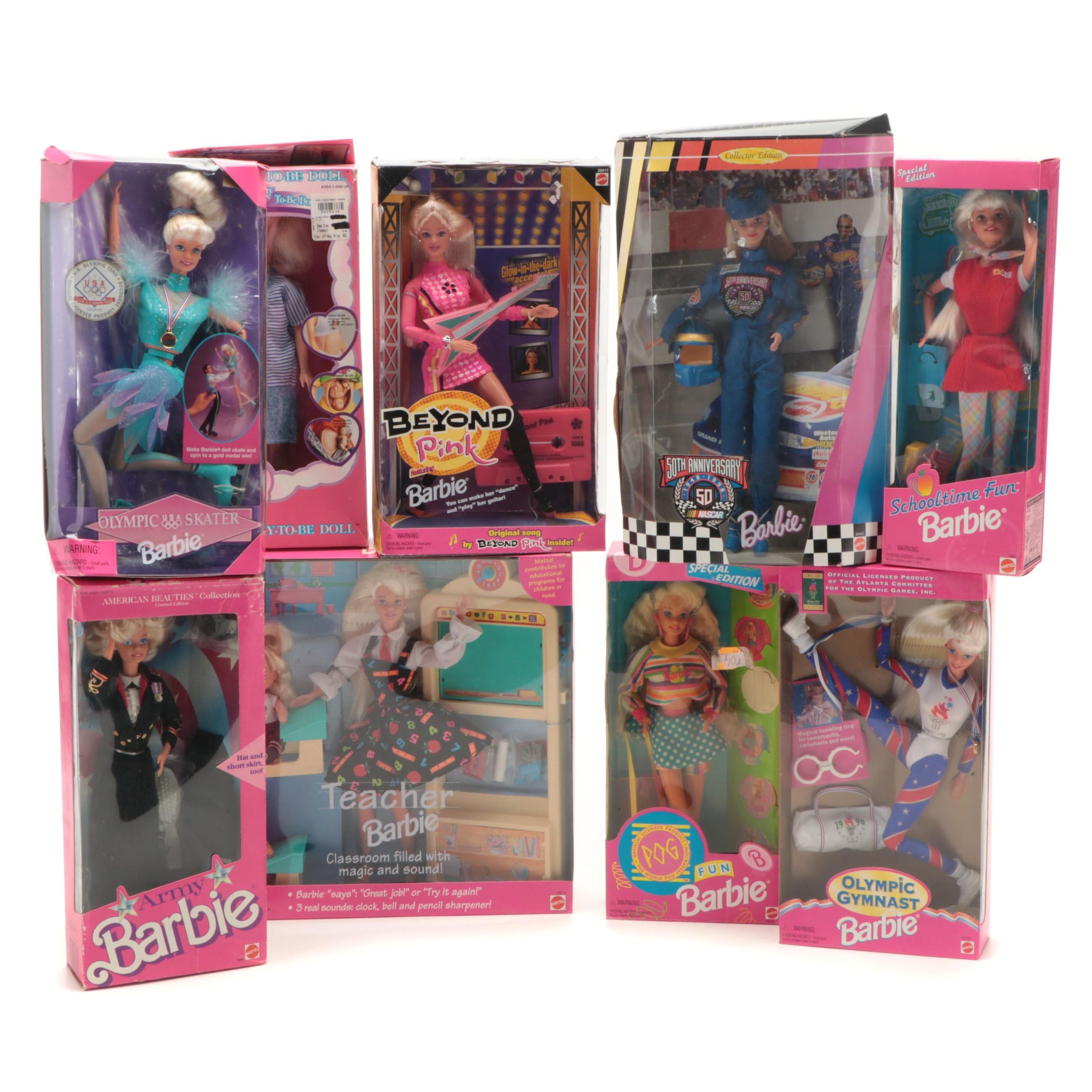 Mattel Barbie "Teacher Barbie", "Army Barbie", "Olympic Skater" and Other Dolls