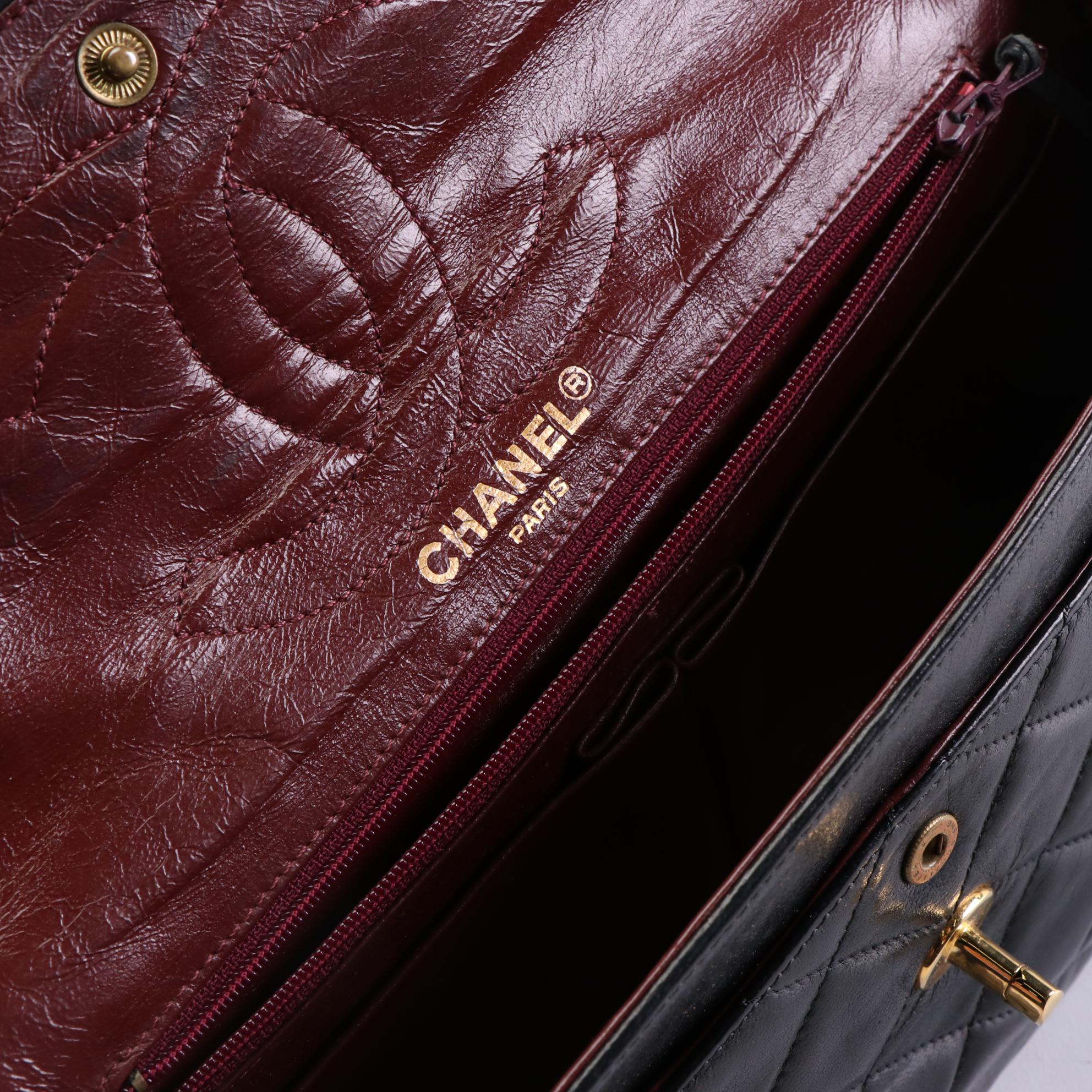 Chanel Double Flap Shoulder Bag in Black Quilted Lambskin