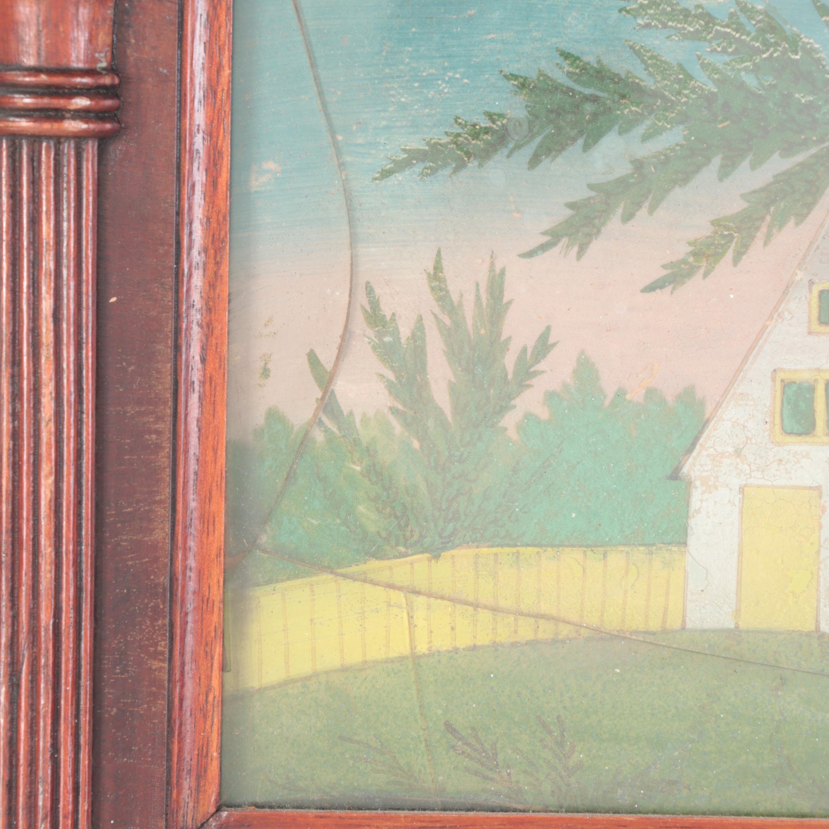 Late Federal Églomisé Mahogany Split Column Wall Mirror