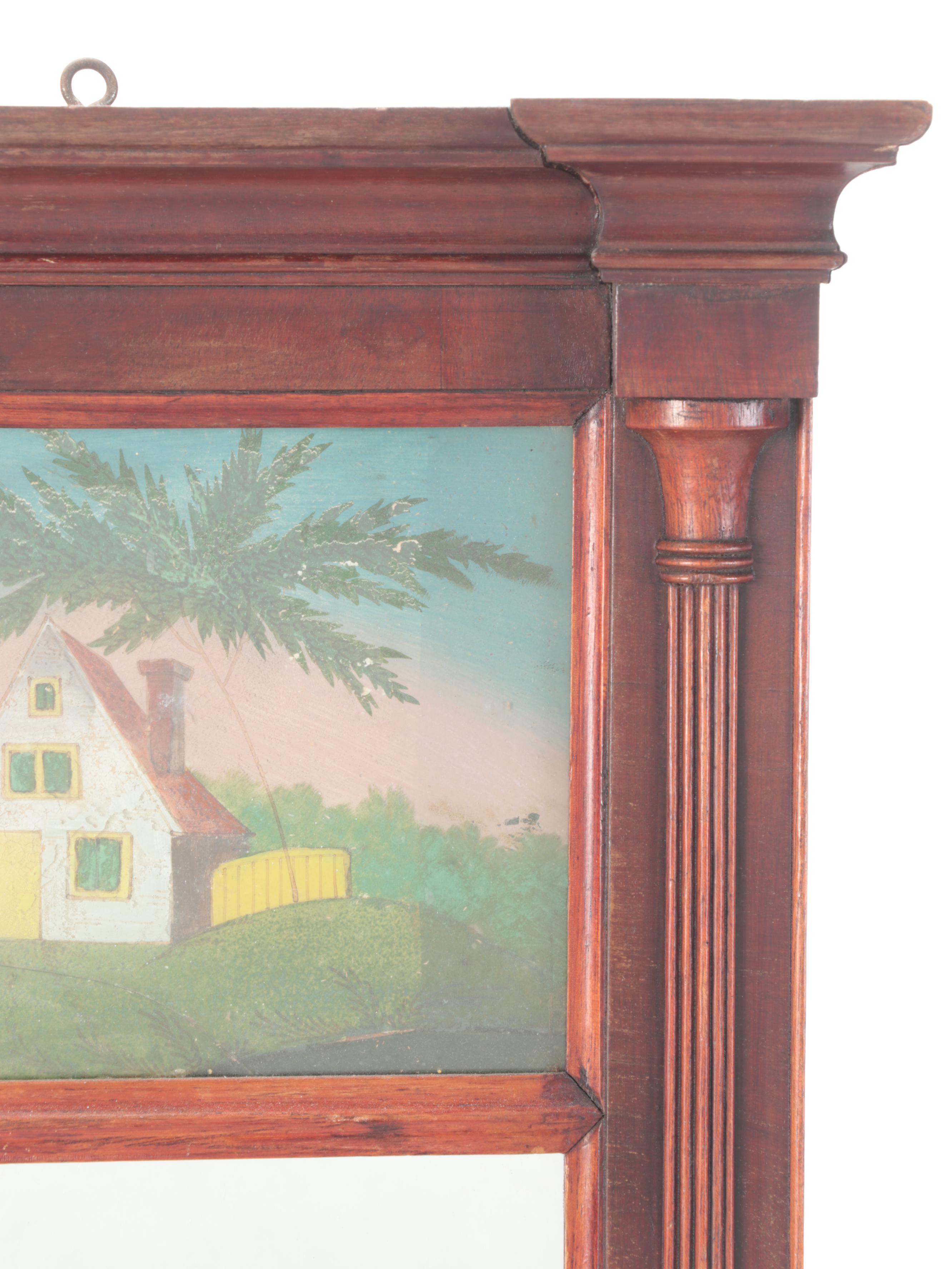 Late Federal Églomisé Mahogany Split Column Wall Mirror