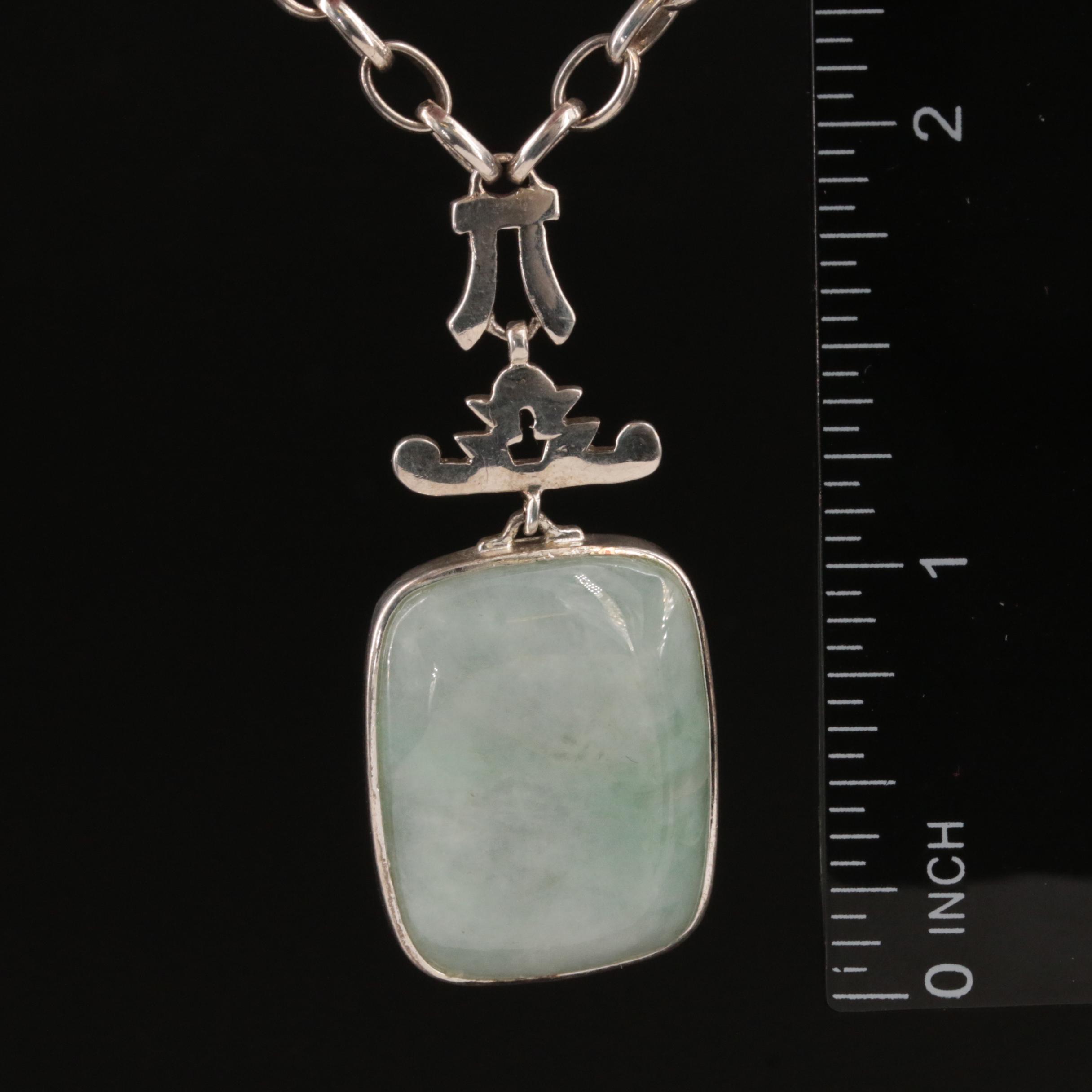 East Asian Style Sterling Jadeite Necklace