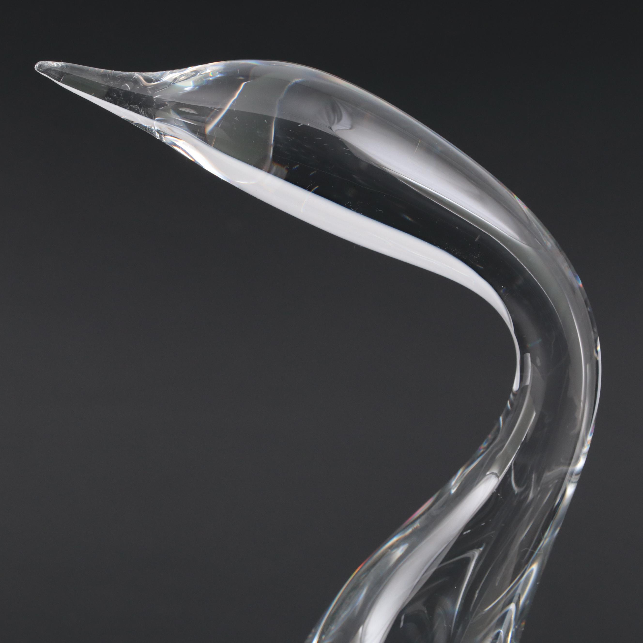 Steuben Art Glass Swan Statuette, Mid to Late 20th Century