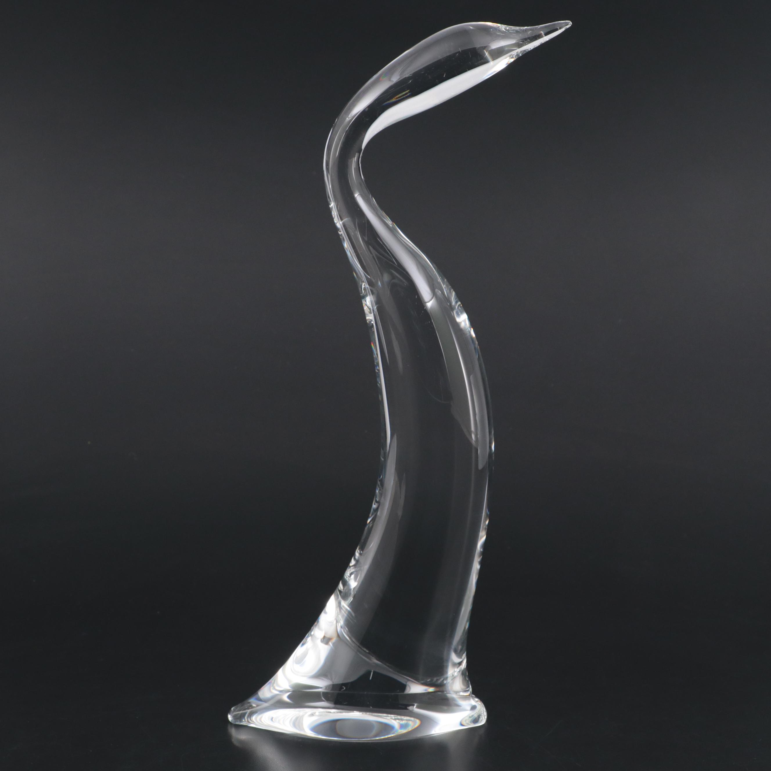 Steuben Art Glass Swan Statuette, Mid to Late 20th Century