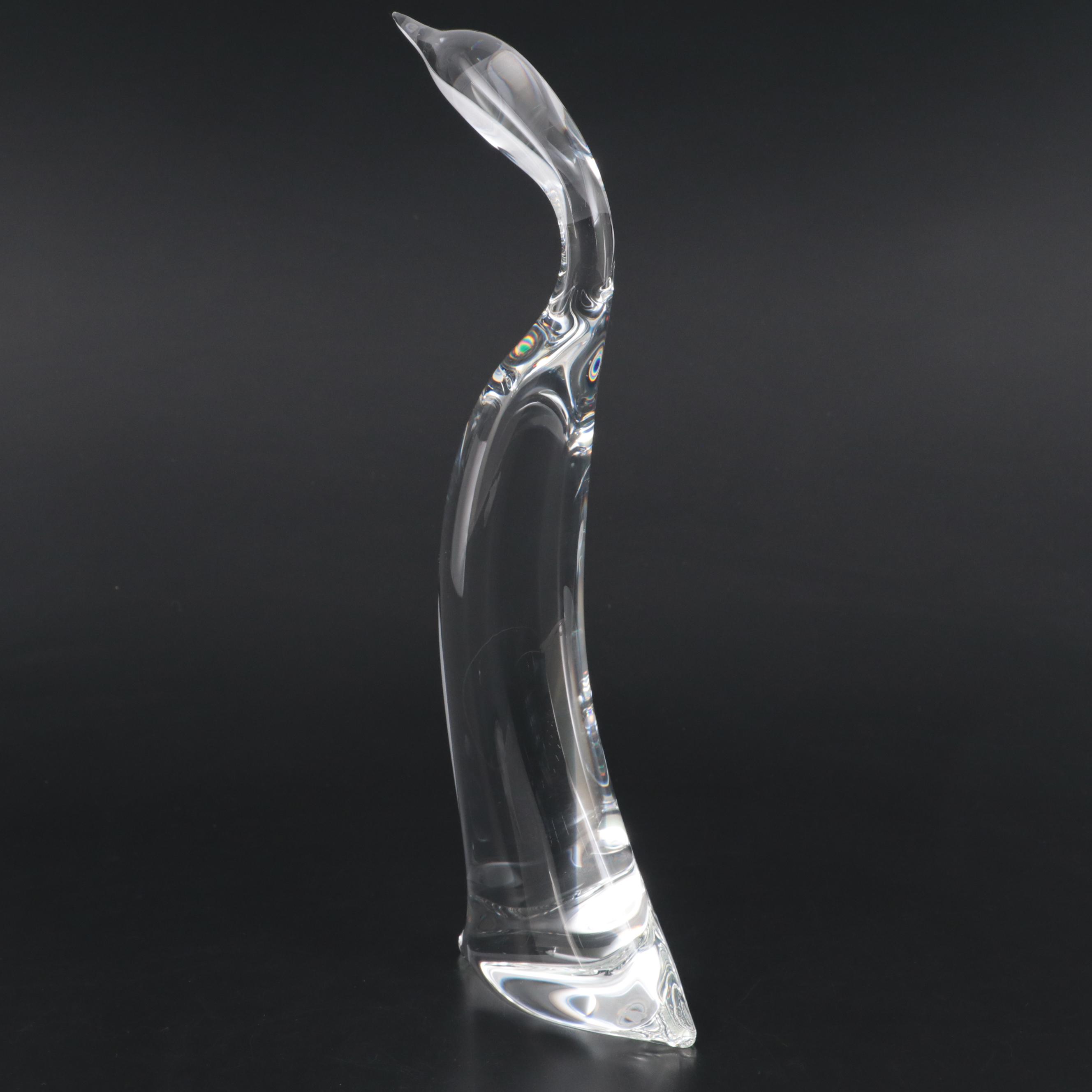 Steuben Art Glass Swan Statuette, Mid to Late 20th Century