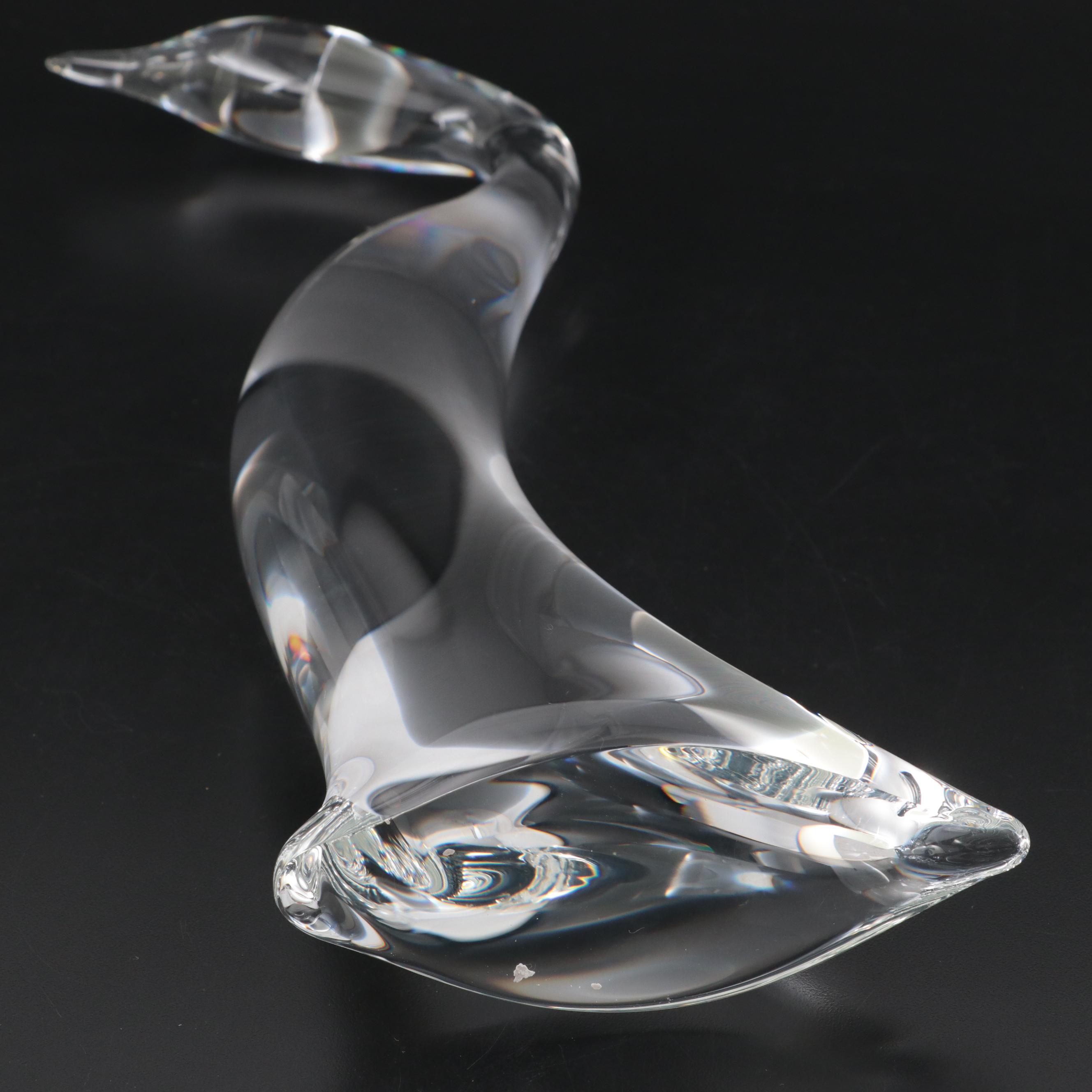 Steuben Art Glass Swan Statuette, Mid to Late 20th Century