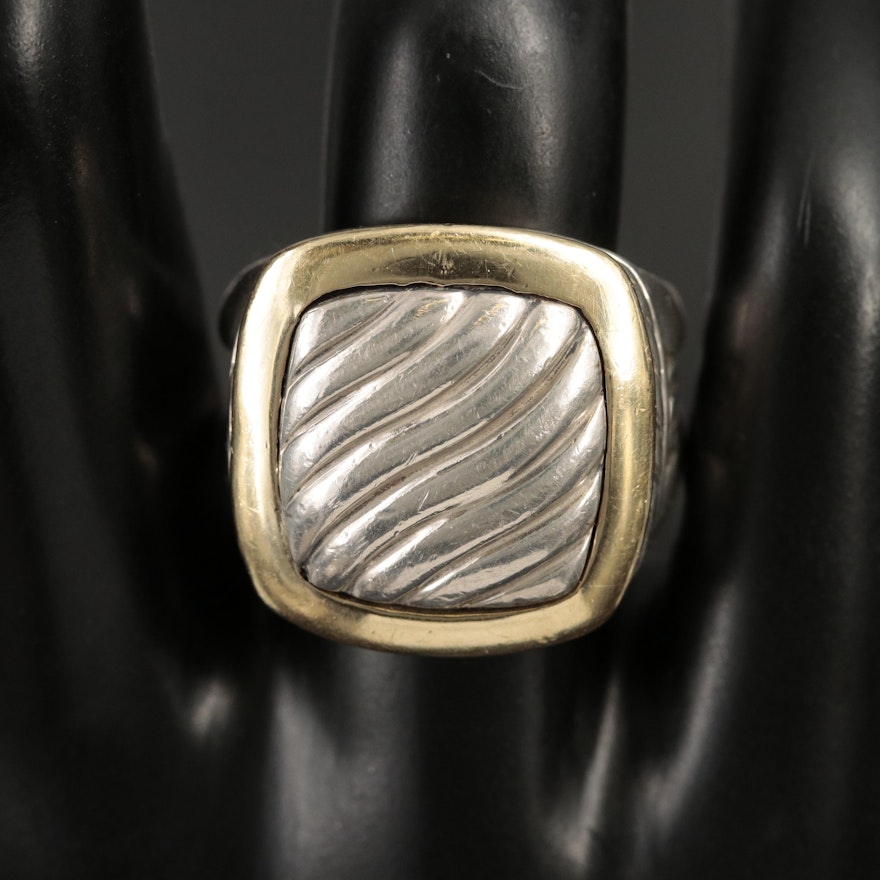 David Yurman "Thoroughbred" Sterling Ring with 18K Accents