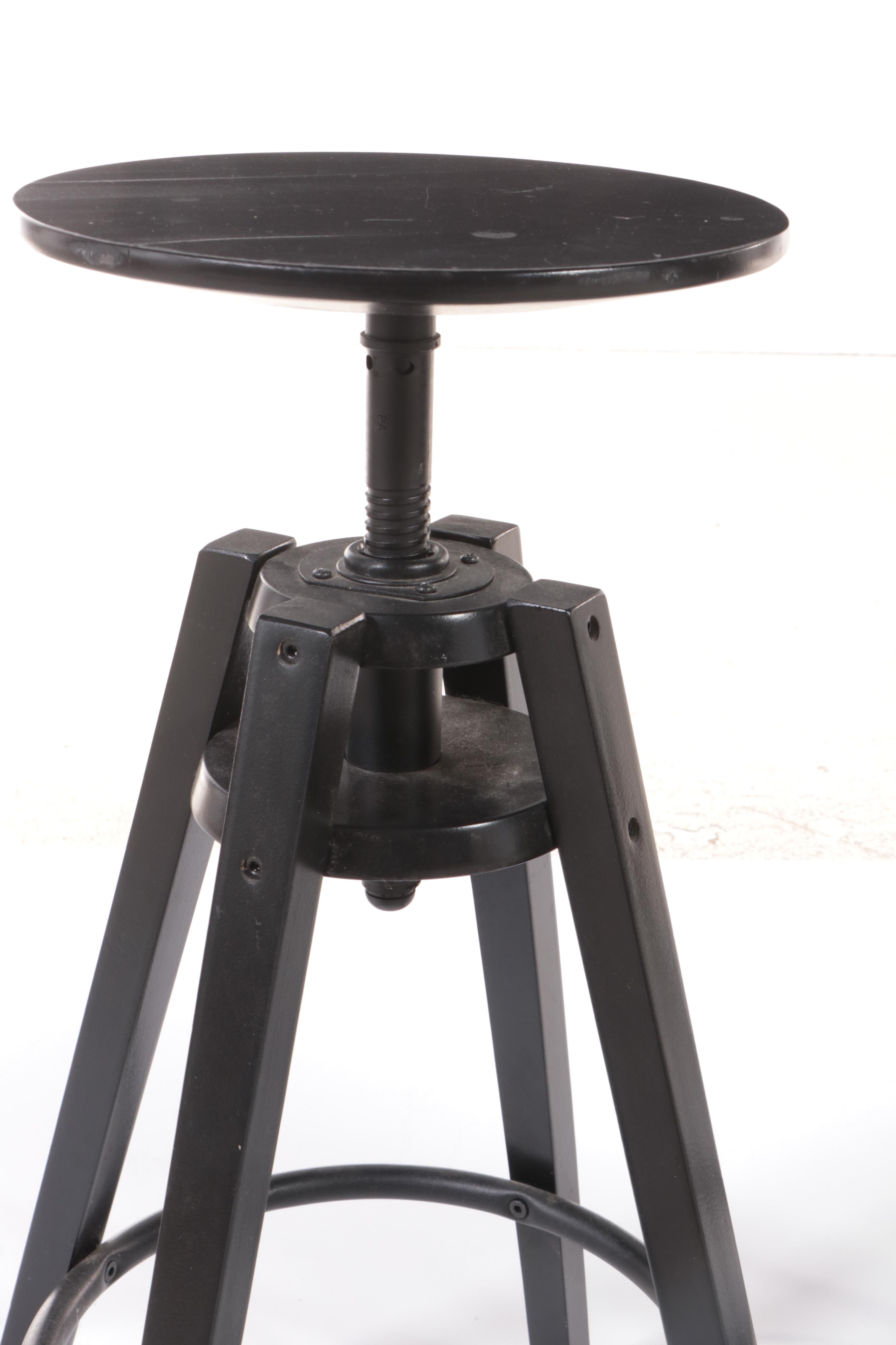 Black Painted Wooden Adjustable Seat Barstools