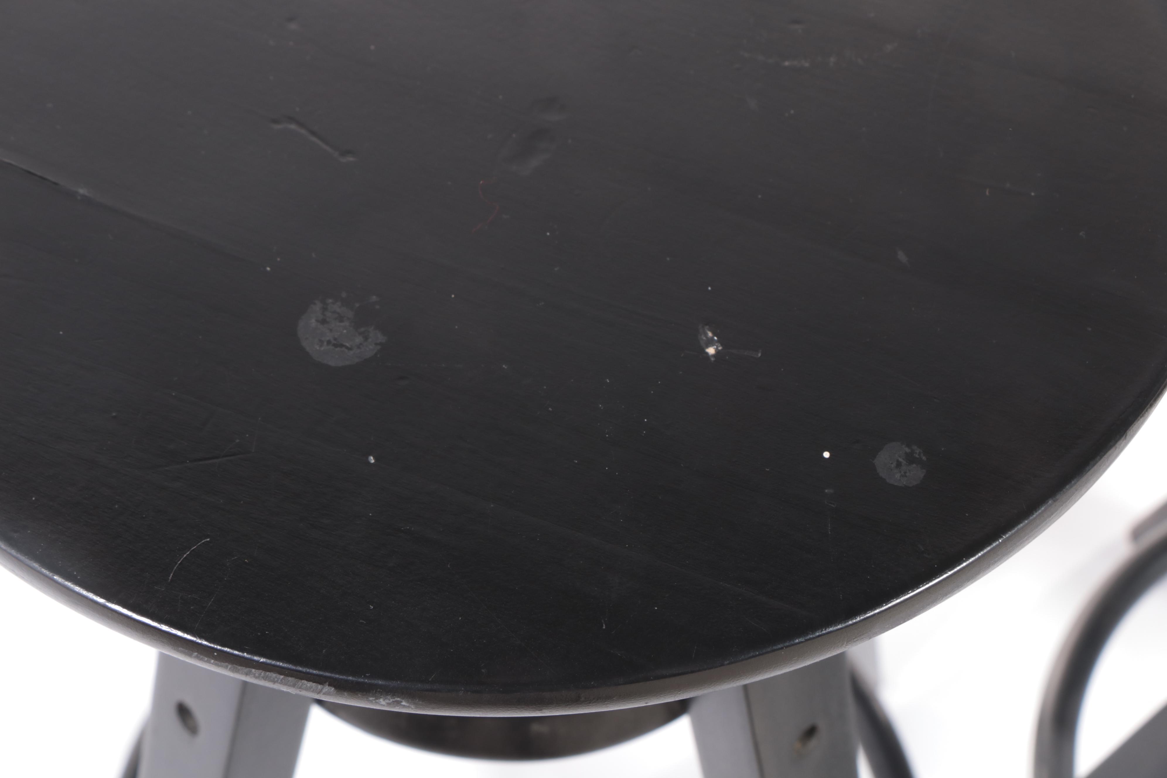 Black Painted Wooden Adjustable Seat Barstools