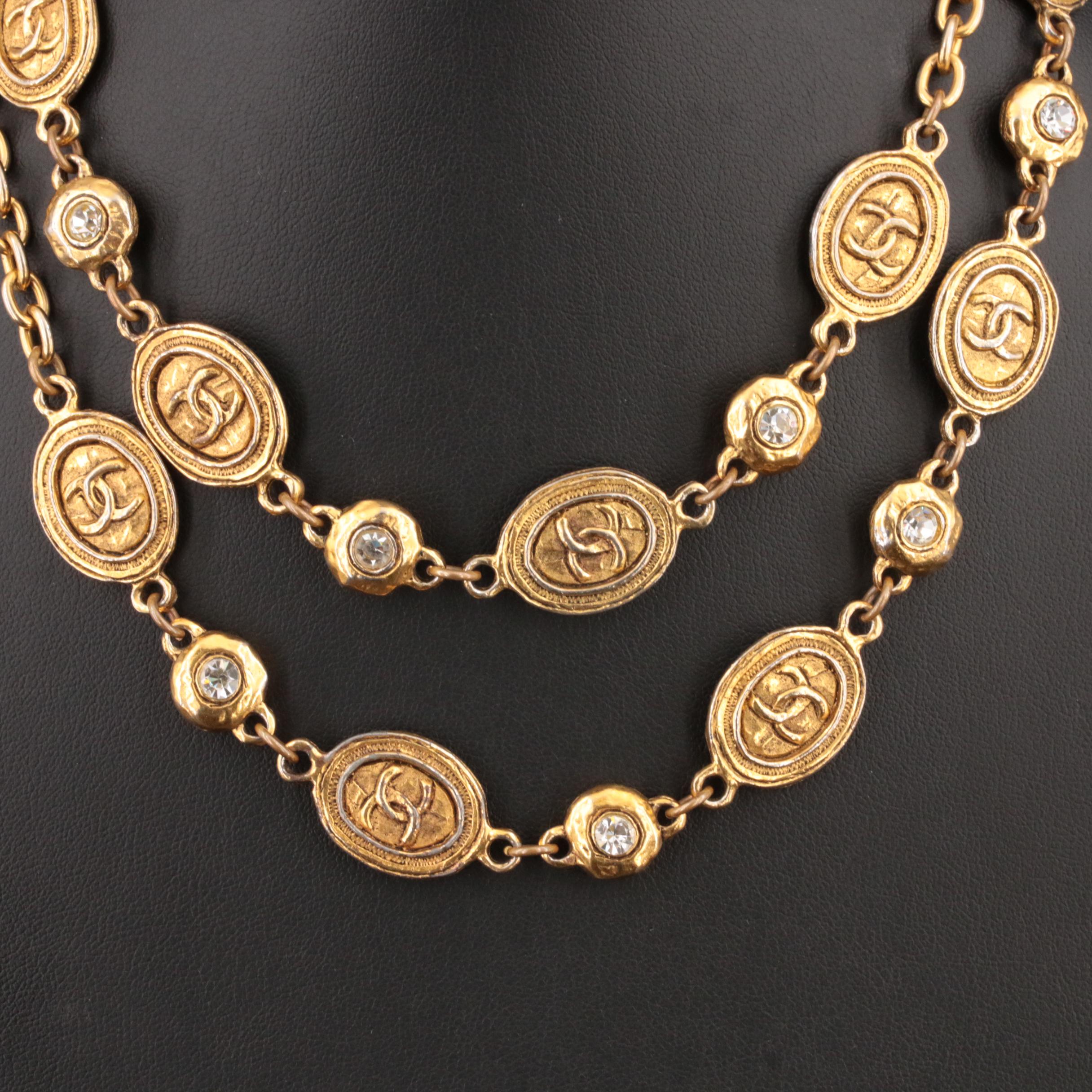 Chanel Rhinestone Station Necklace
