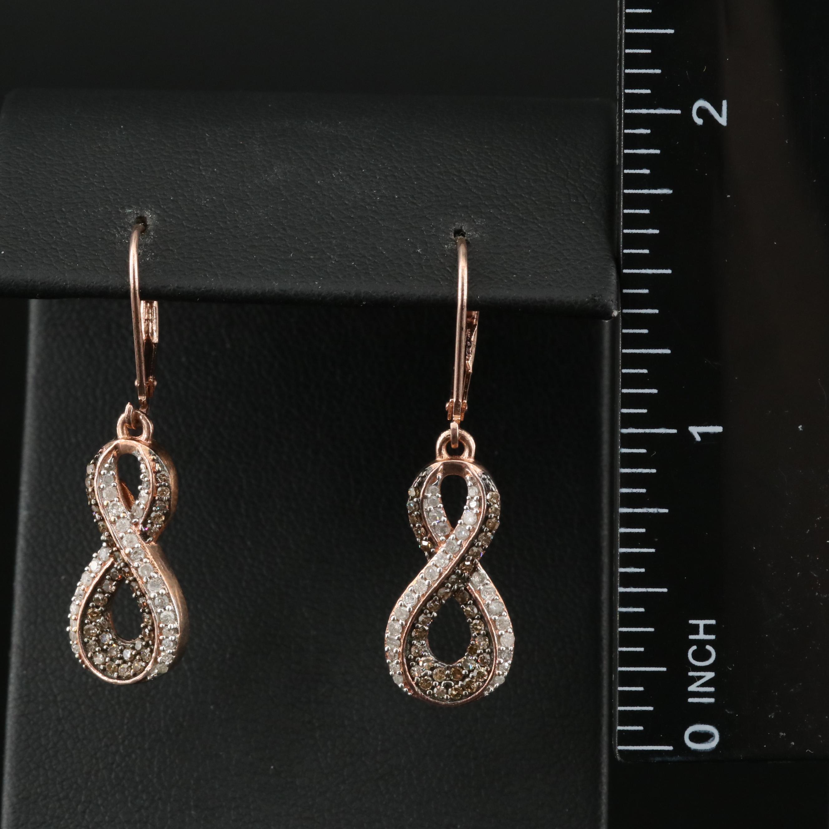 Sterling Diamond Infinity Necklace and Earring Set