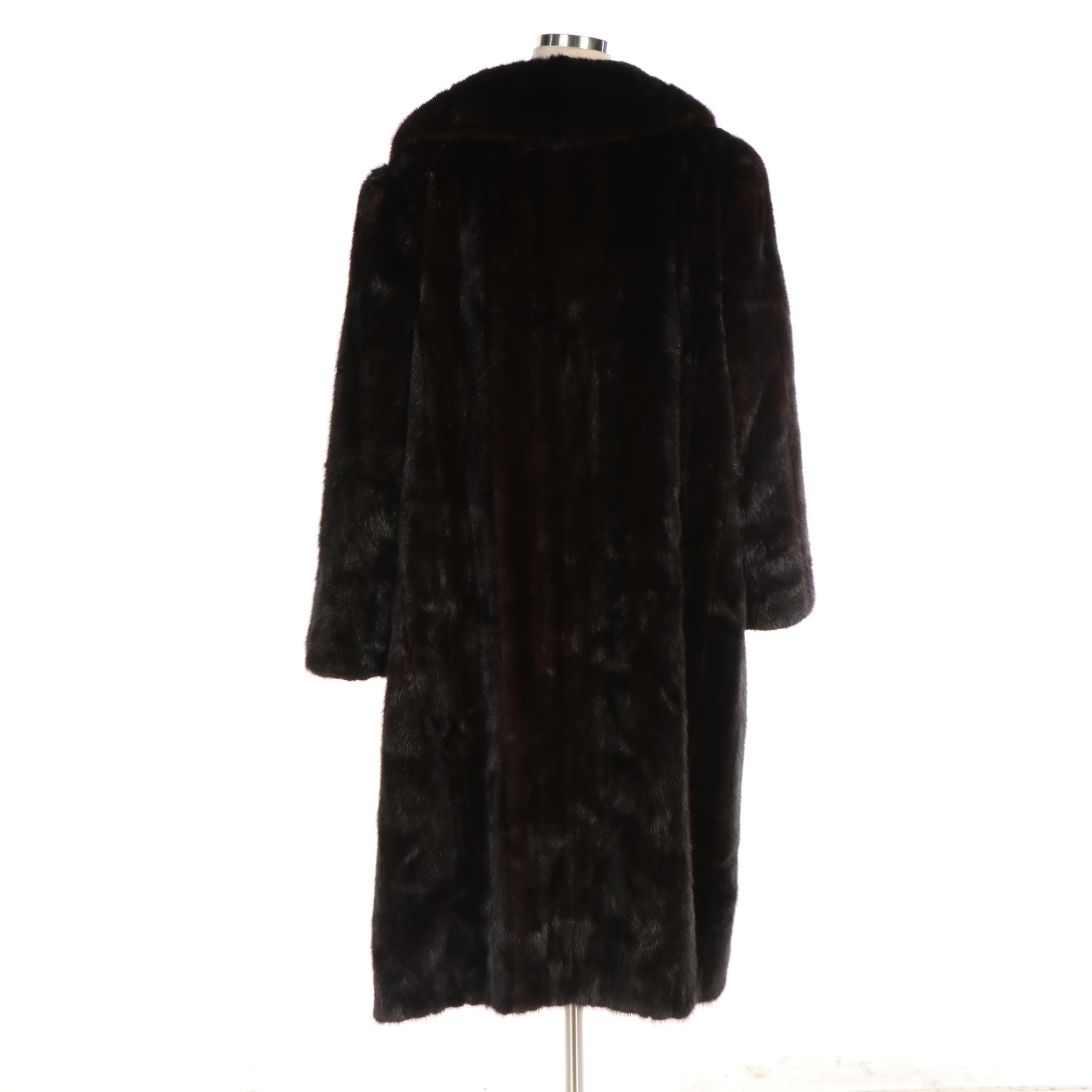 Dark Ranch Mink Fur Coat with Notch Collar
