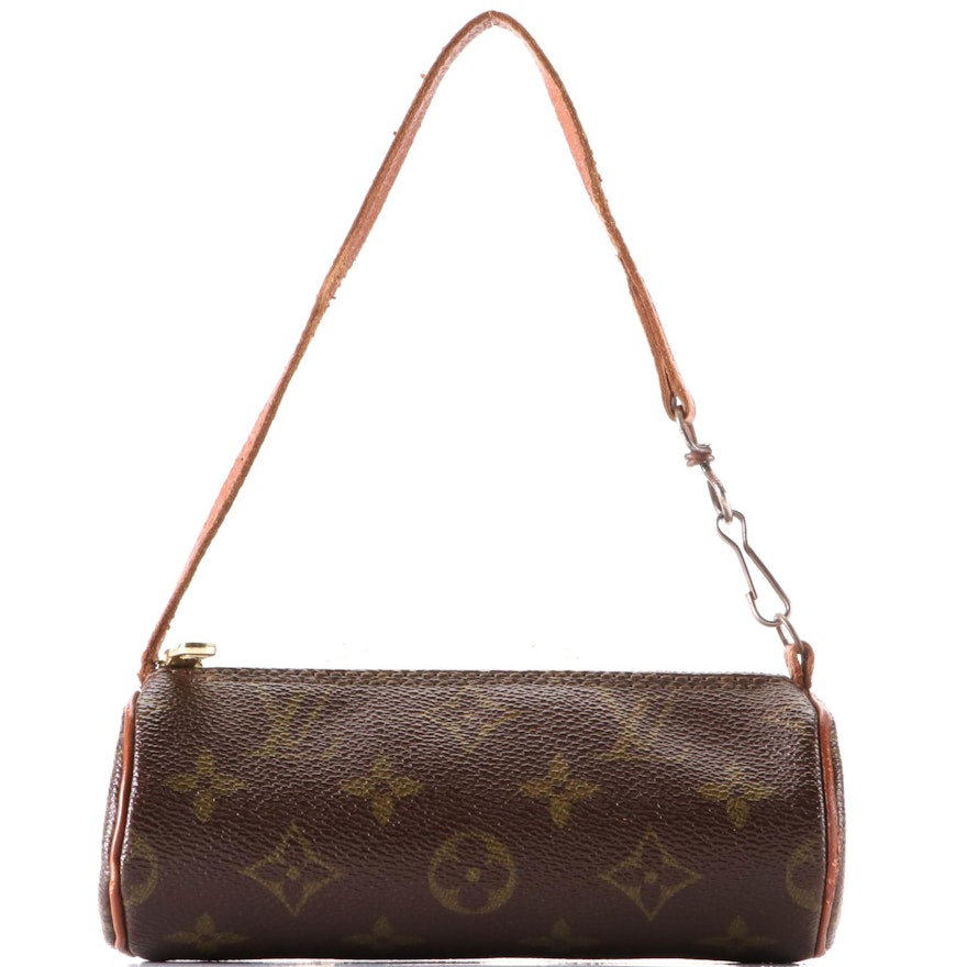 Louis Vuitton Papillon Zip Pochette in Monogram Canvas and Brown Leather