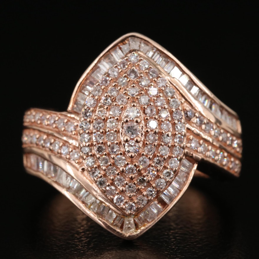 Sterling 1.01 CTW Diamond Cluster Ring