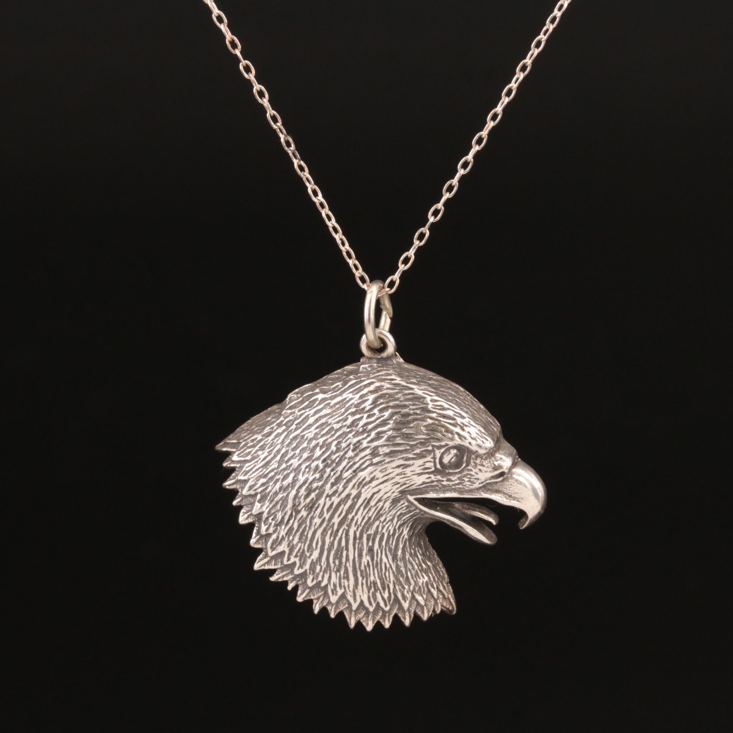 Sterling Eagle Head Necklace