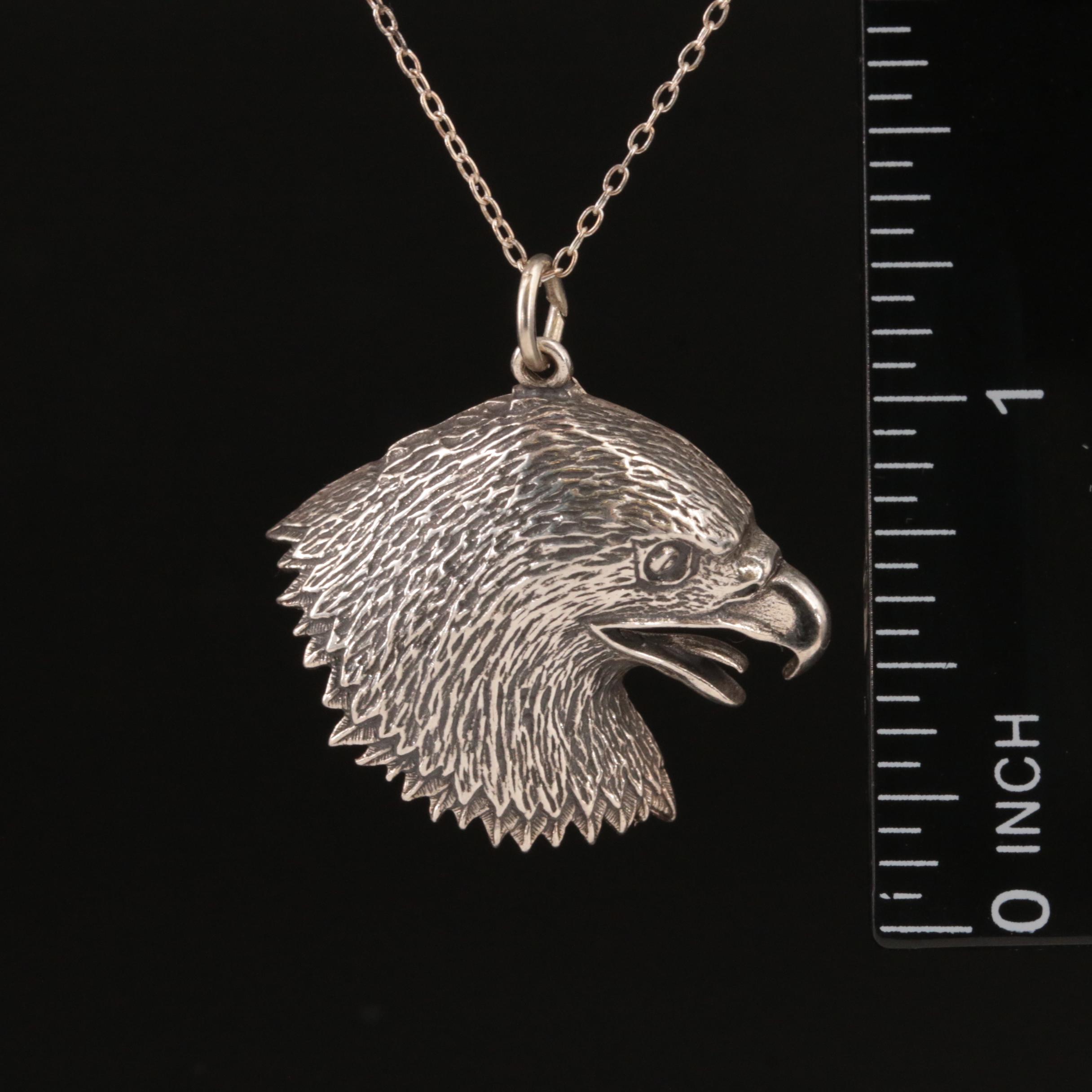 Sterling Eagle Head Necklace