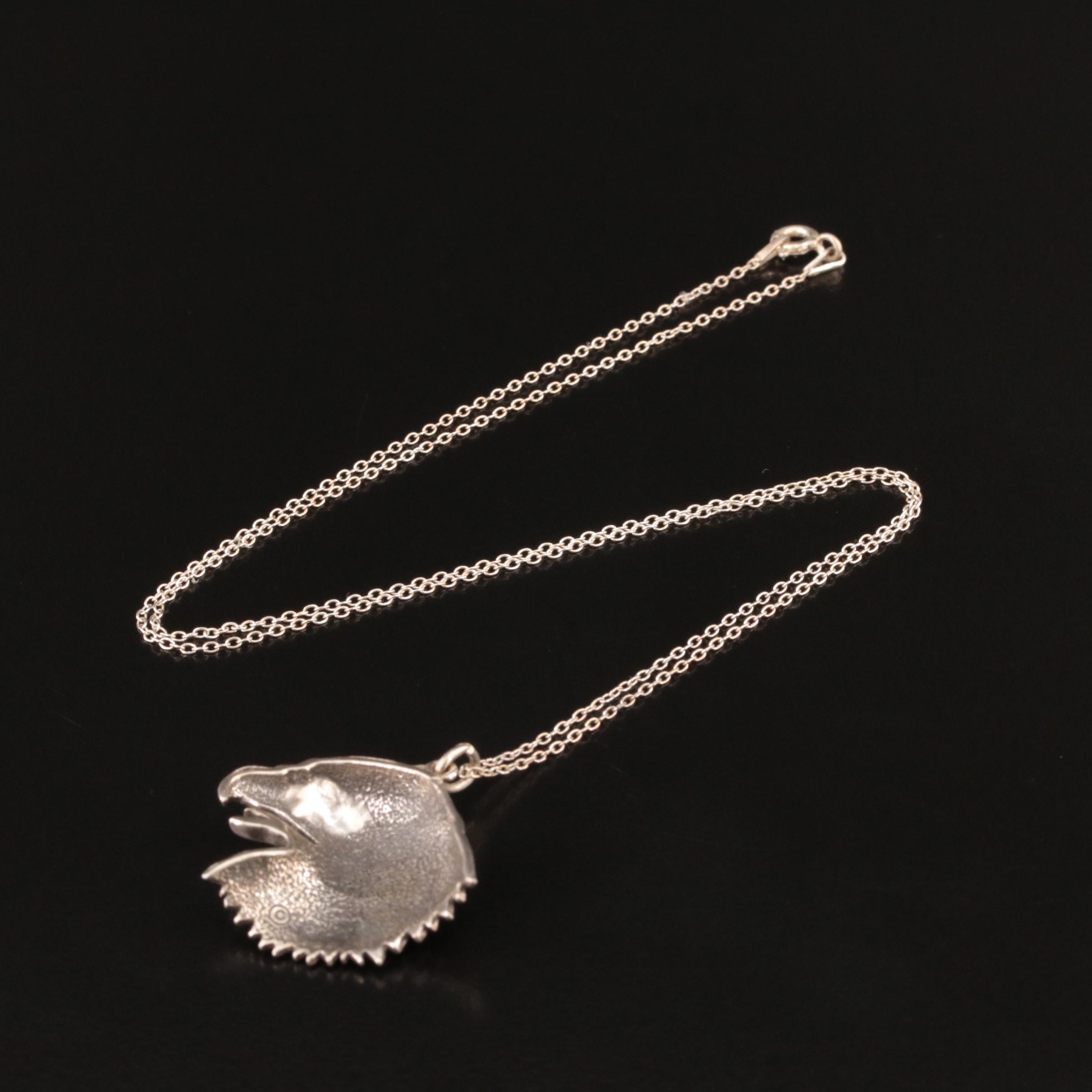 Sterling Eagle Head Necklace