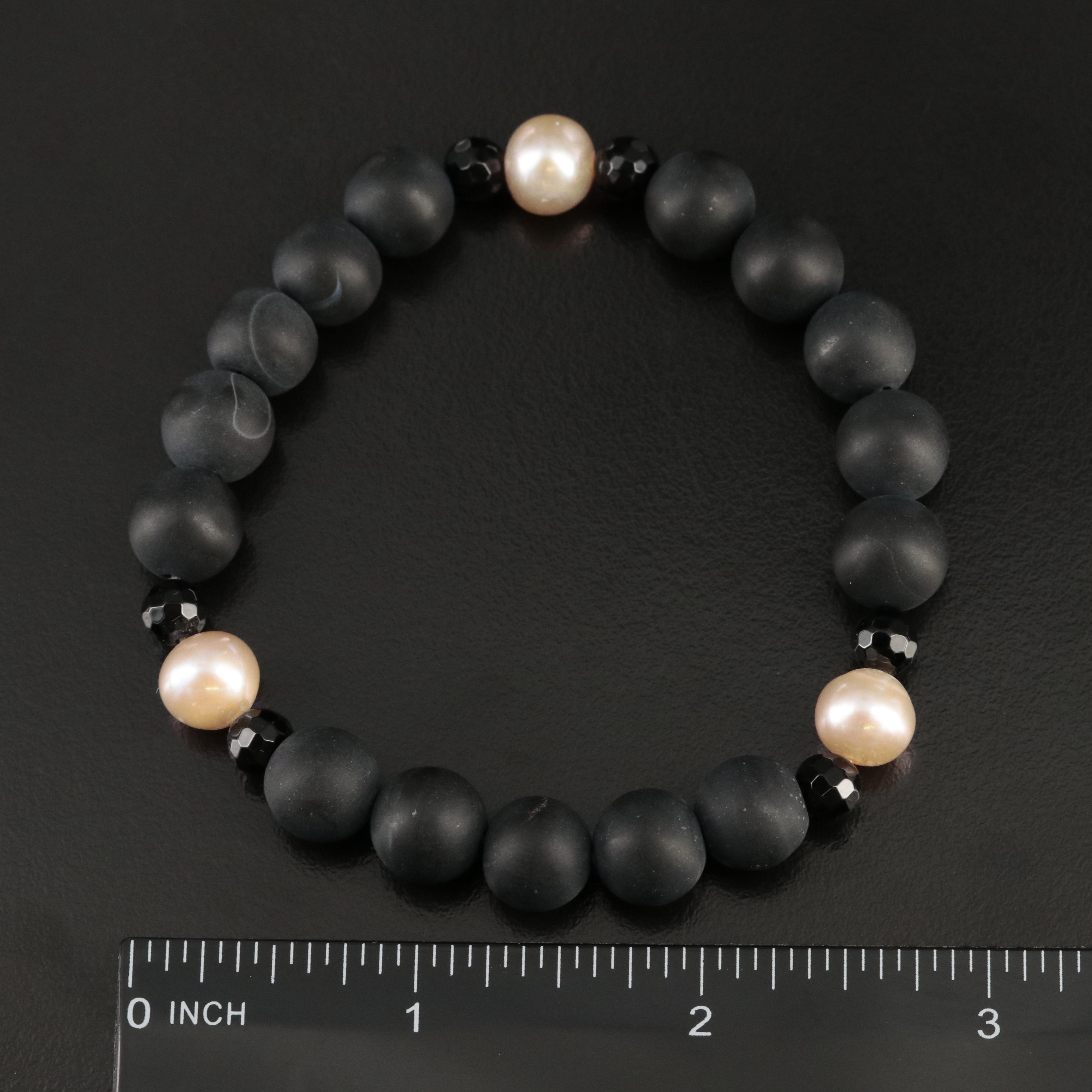 Black Onyx and Pearl Bracelet