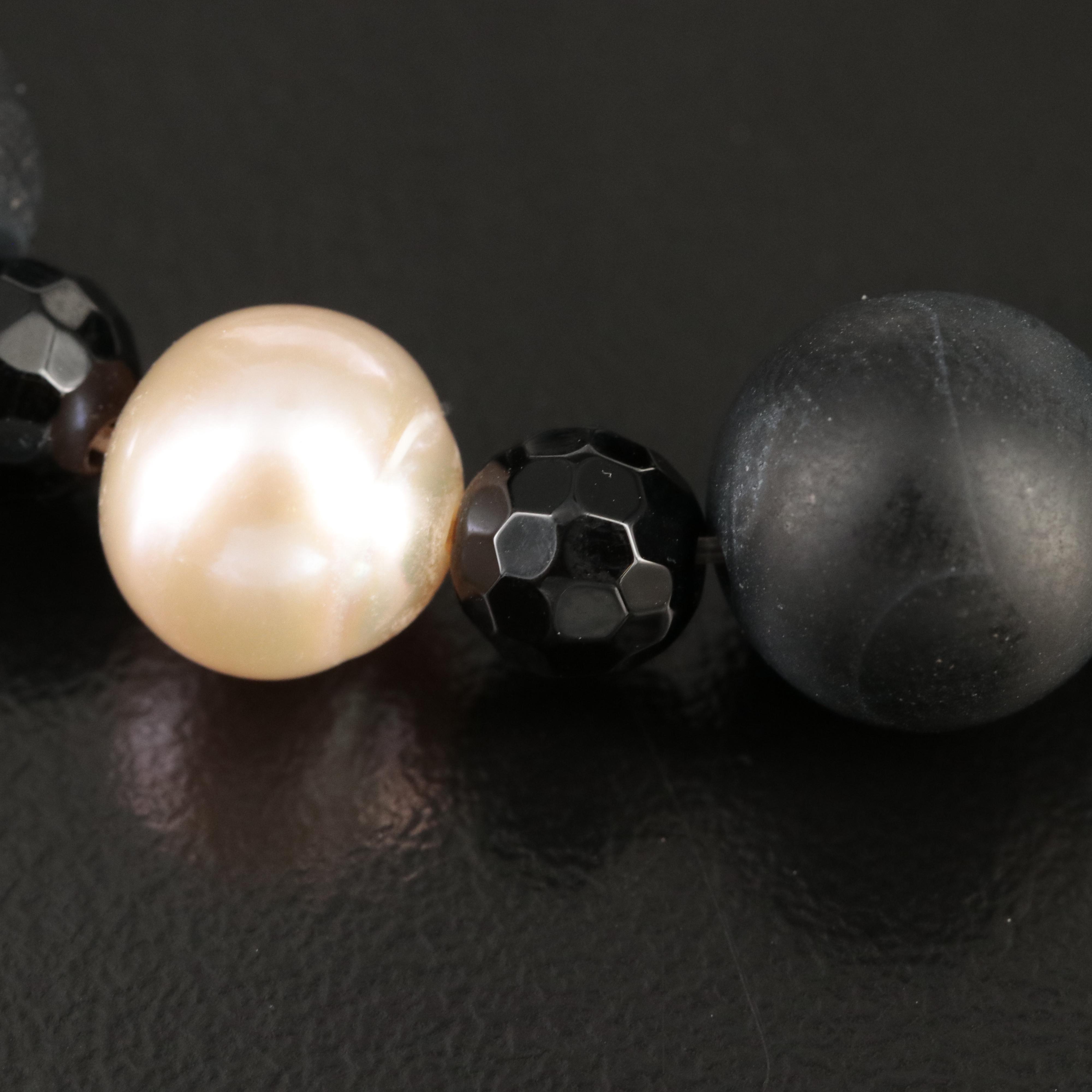 Black Onyx and Pearl Bracelet