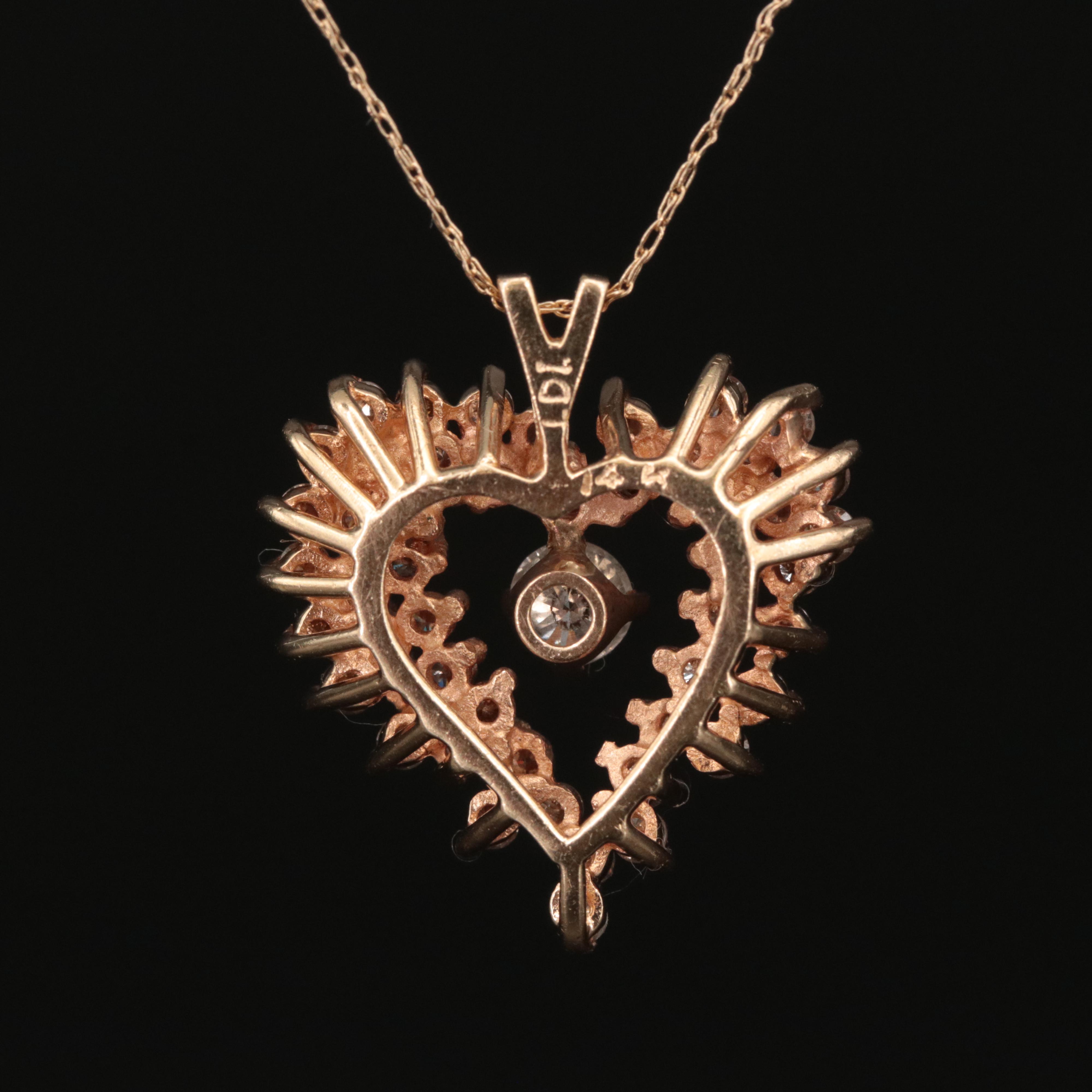 14K 1.25 CTW Diamond Heart Pendant on 10K Chain