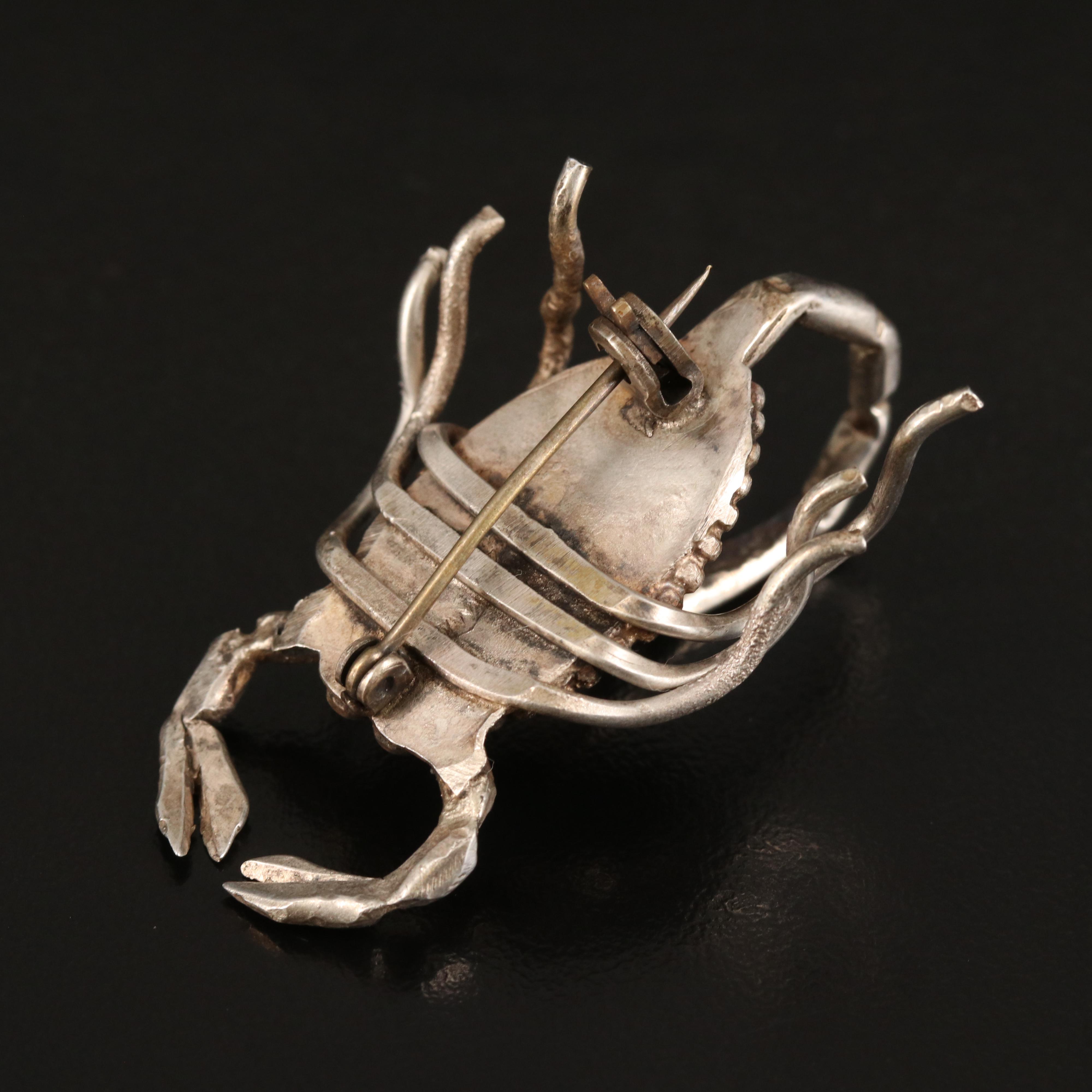 Southwestern Turquoise Scorpion Brooch in Sterling