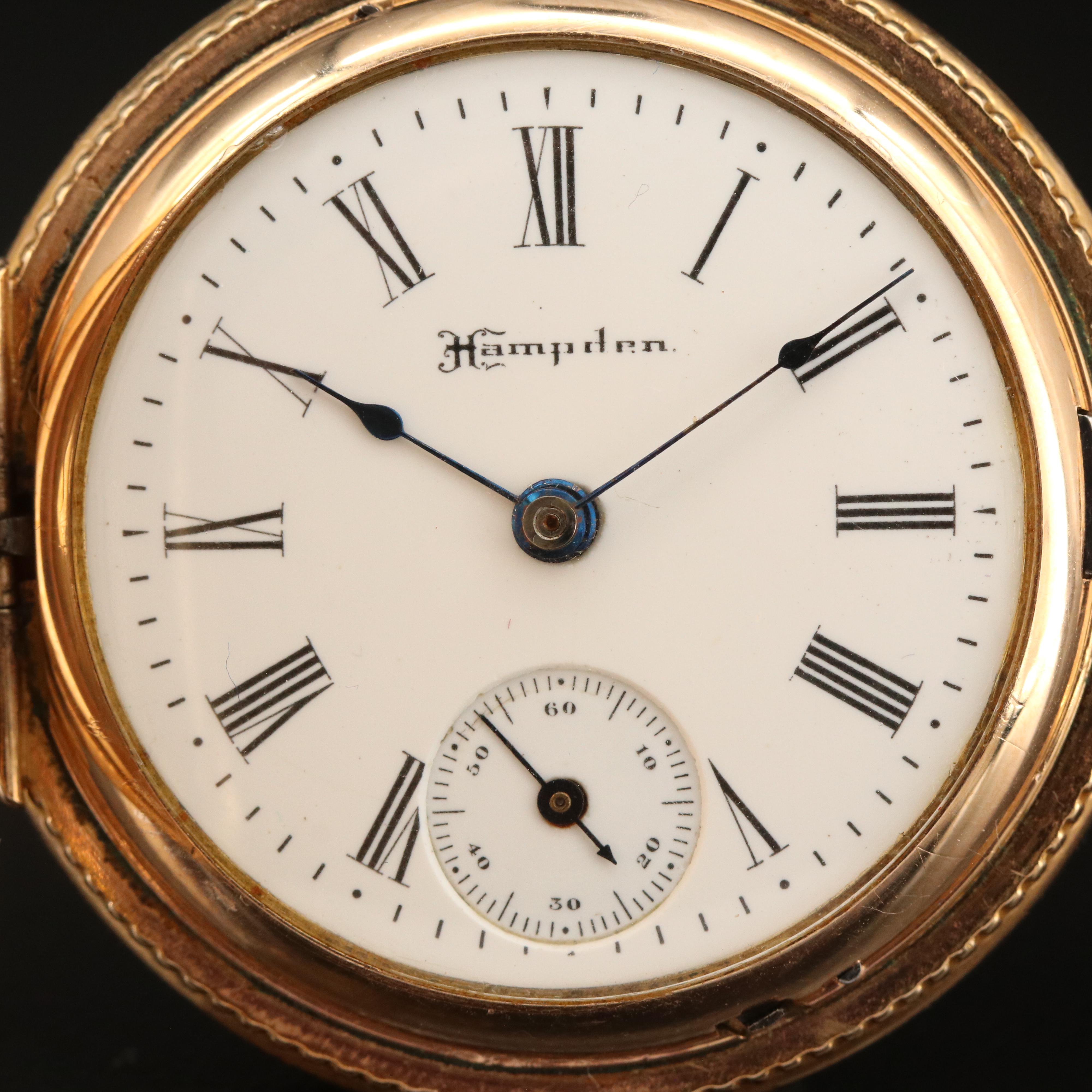 Gold-Filled Pocket Watches Featuring Hampden and Atlas