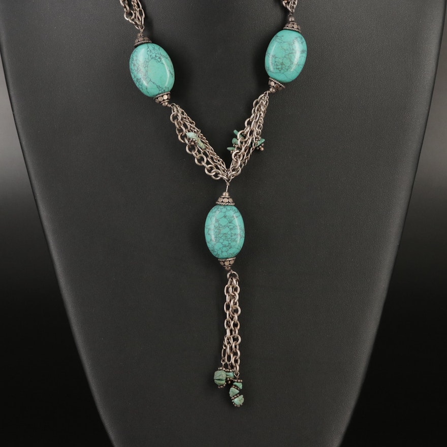 Sterling Howlite and Turquoise Necklace