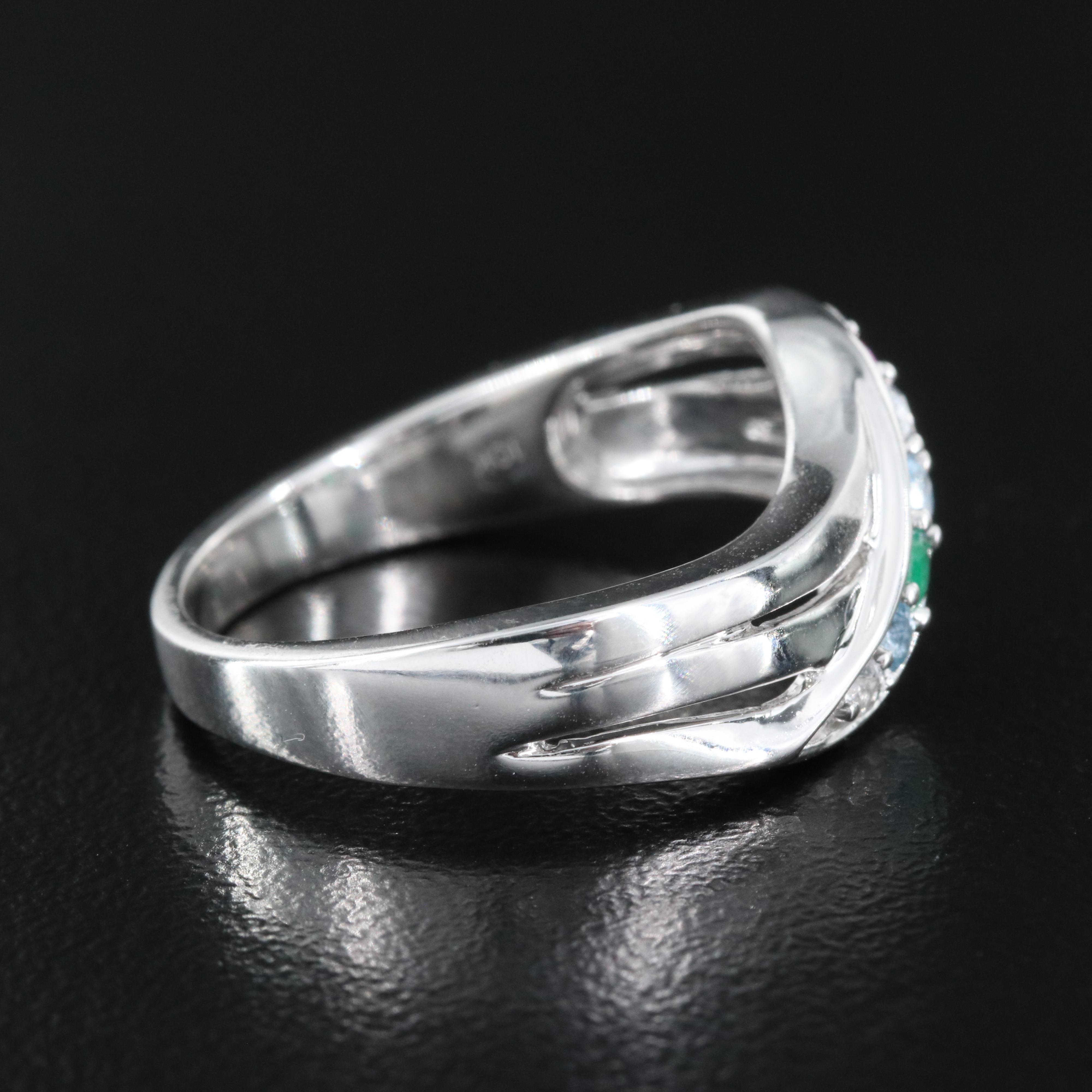 10K Multi-Gemstone Crossover Ring