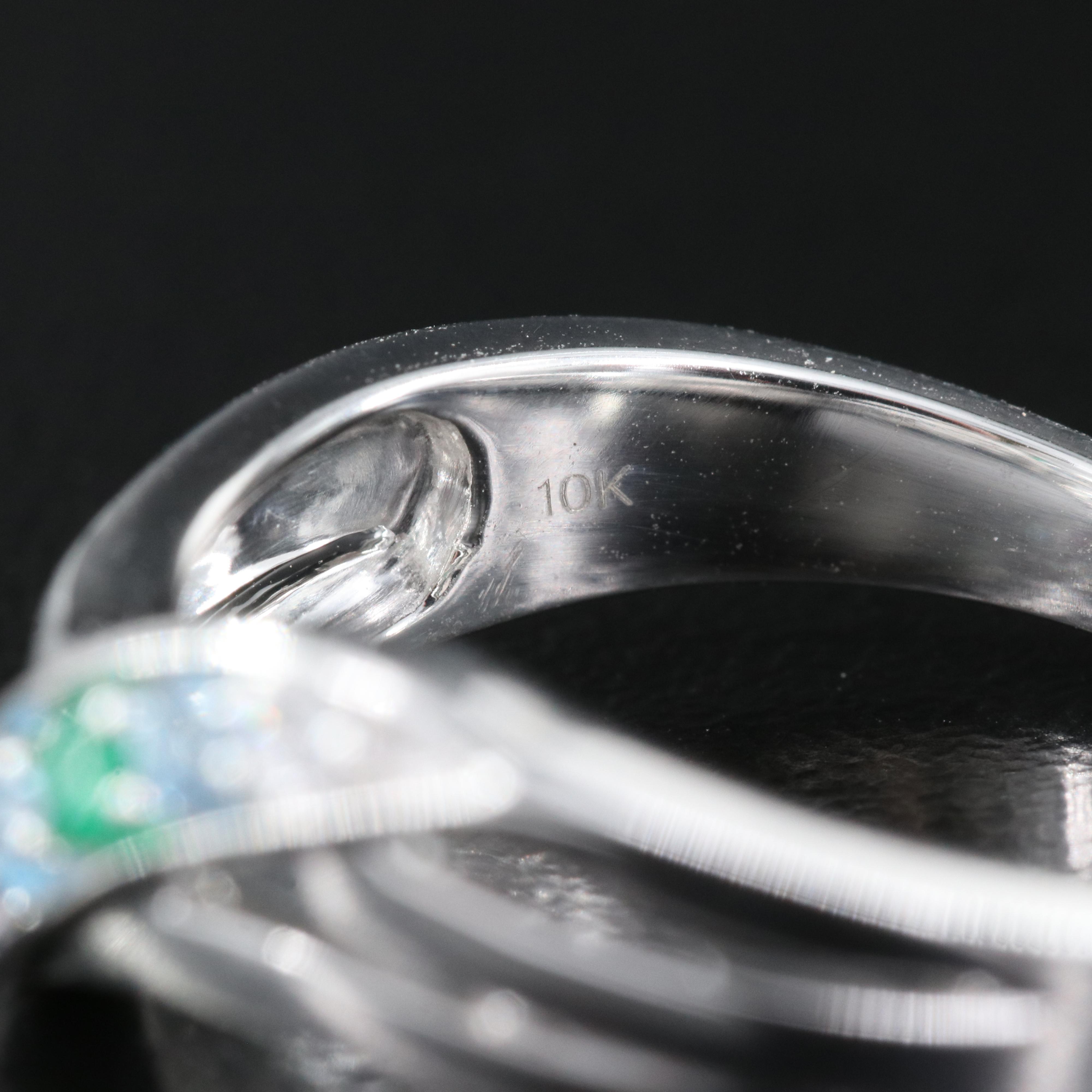 10K Multi-Gemstone Crossover Ring