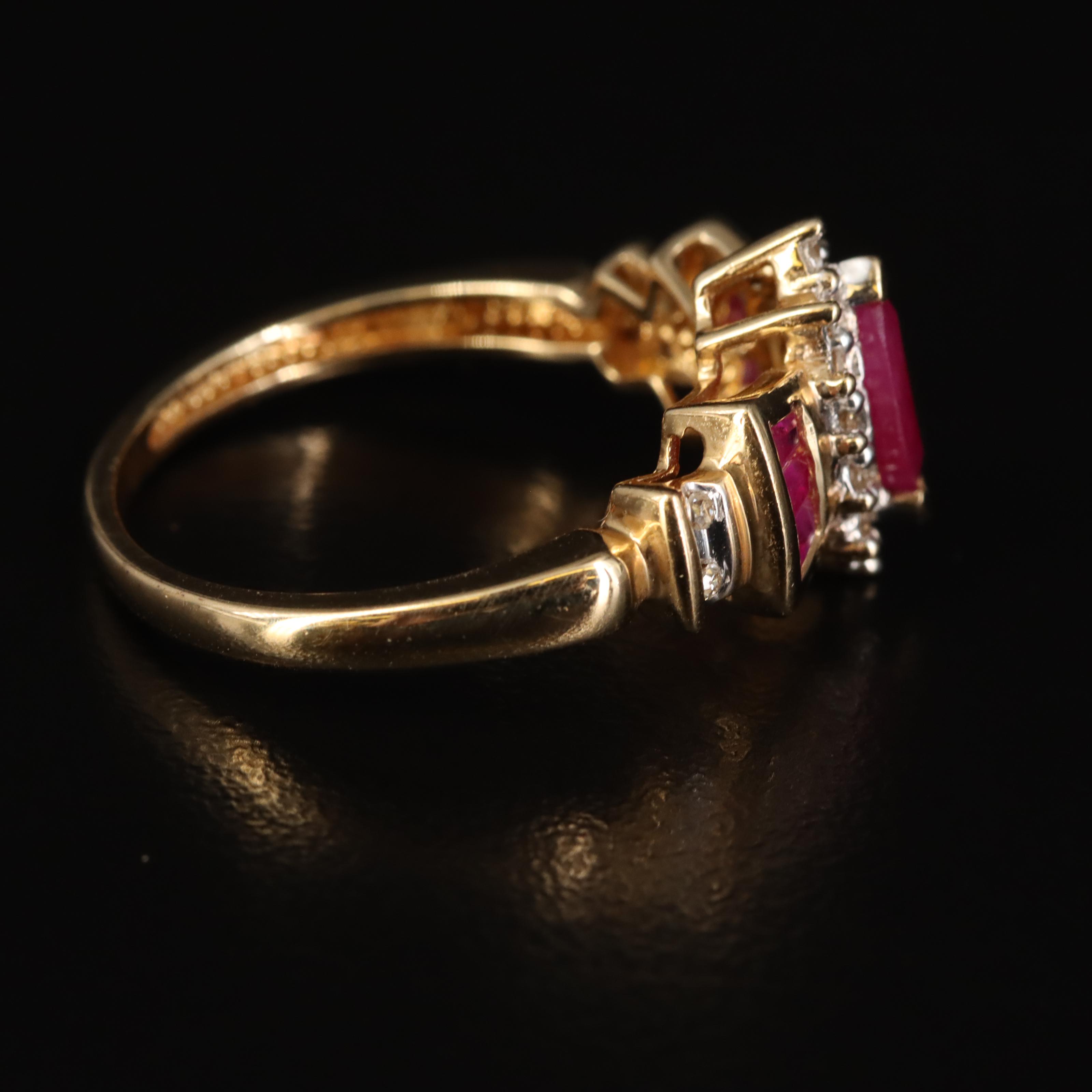 14K Ruby and Diamond Stepped Ring