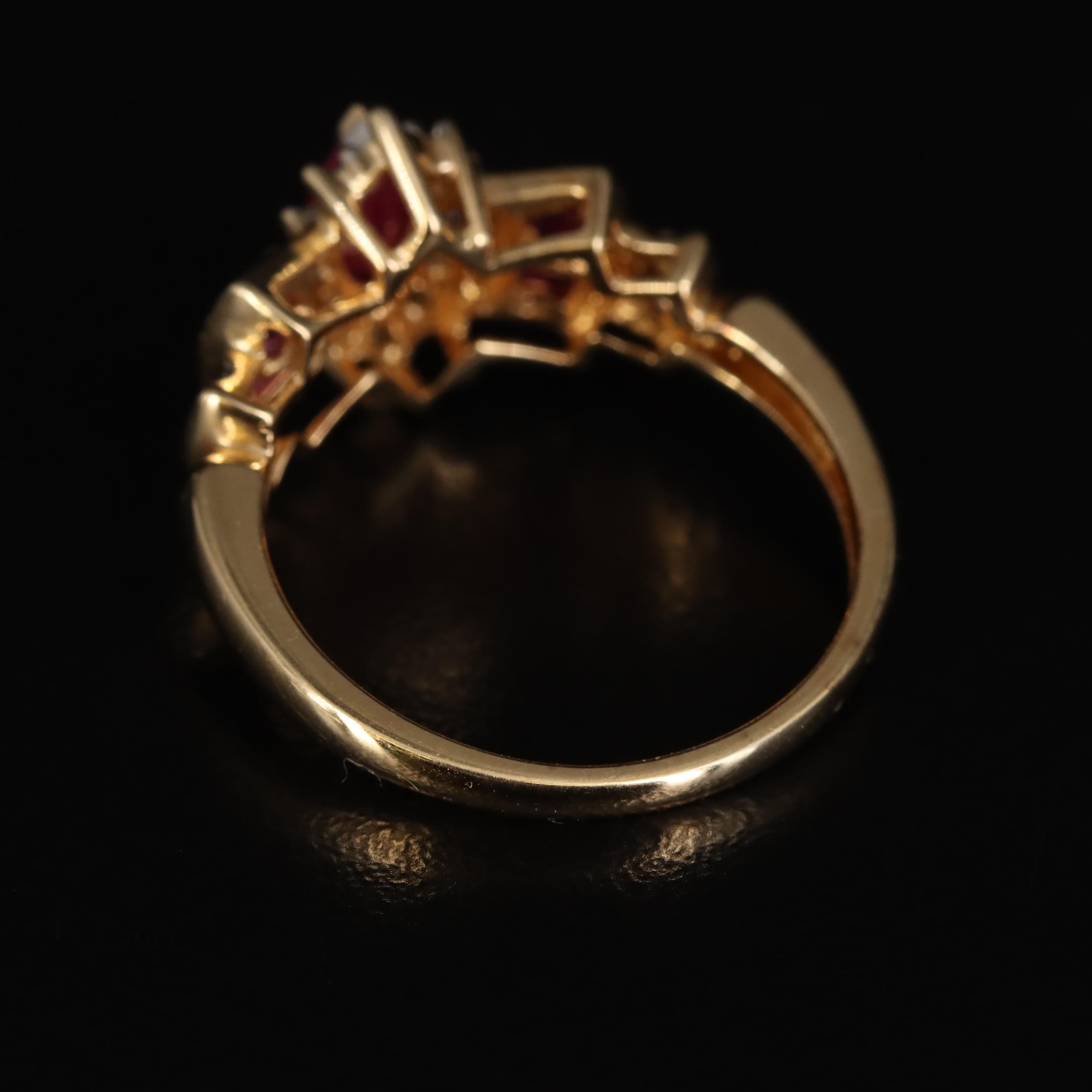 14K Ruby and Diamond Stepped Ring