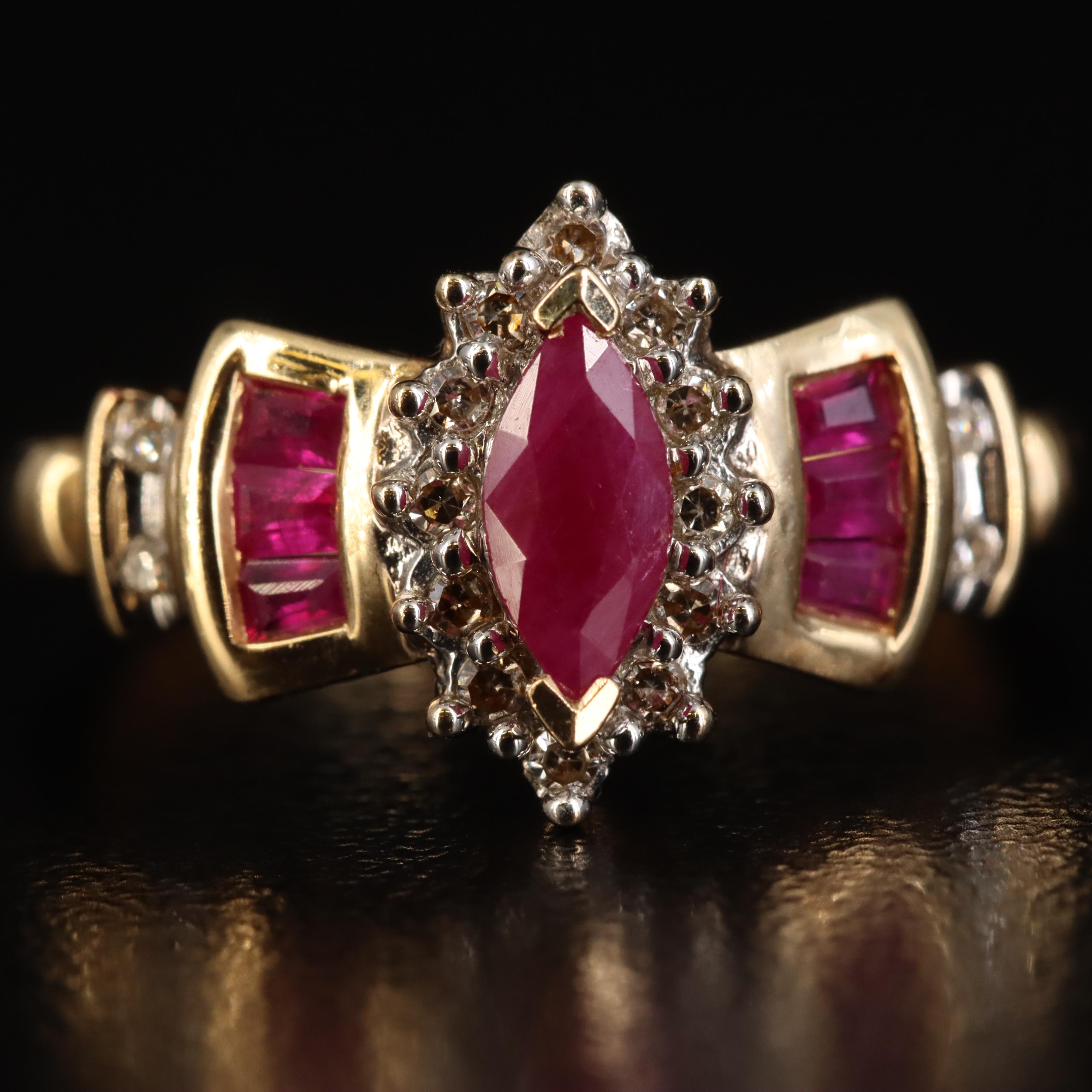 14K Ruby and Diamond Stepped Ring